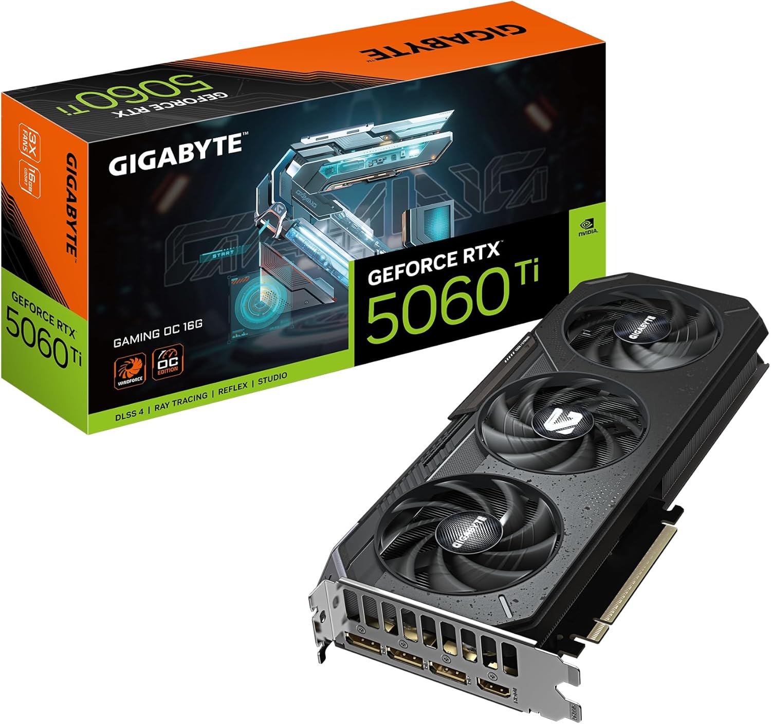Gigabyte GeForce RTX 5060 Ti GAMING OC 16G Graphics Card - 16GB GDDR7, 128bit, PCI-E 5.0, 2647MHz Core Clock, 3 x DisplayPort, 1 x HDMI, GV-N506TGAMING OC-16GD