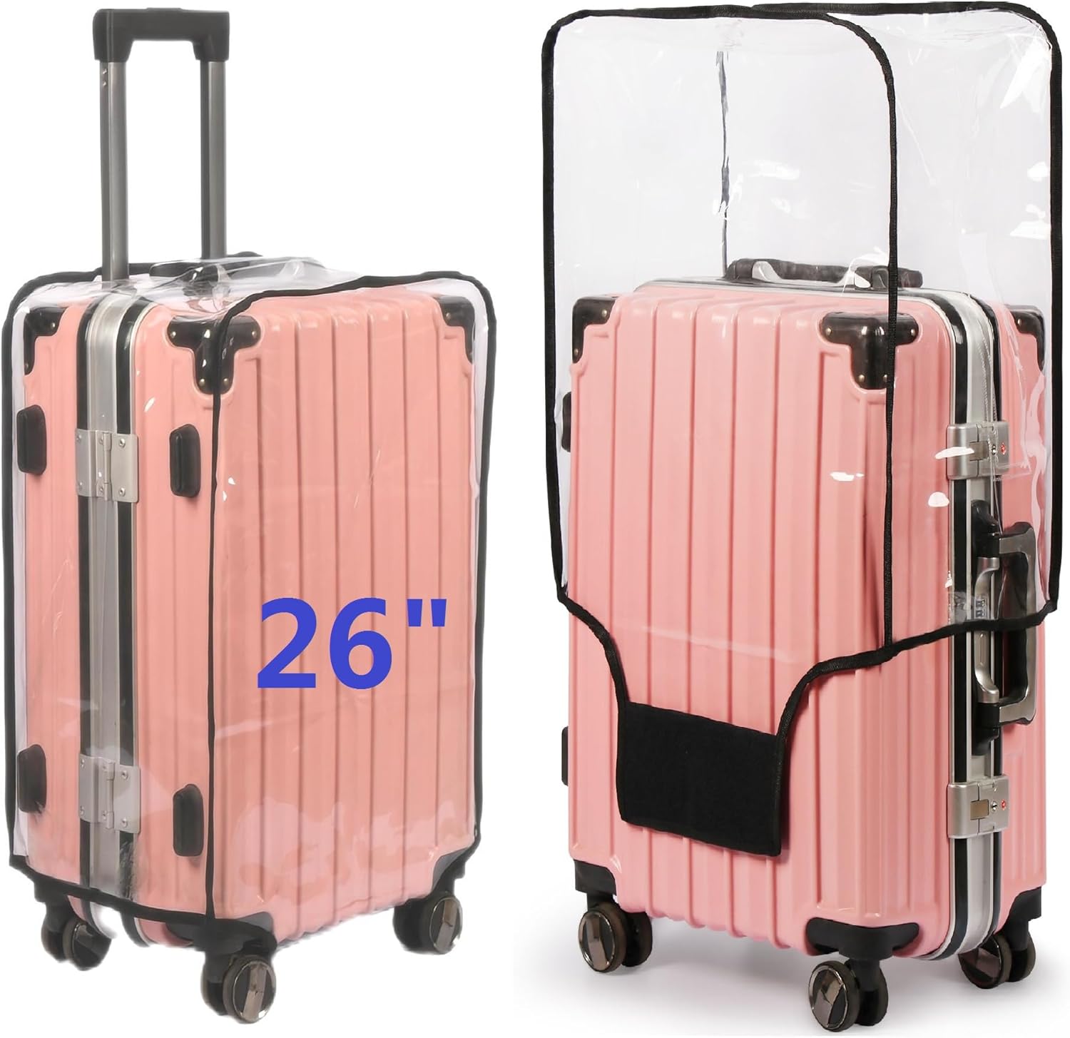 Clear PVC Suitcase Cover Protectors, Thicken Wheeled Luggage Cover Waterproof, Dustproof, Transparent (26")