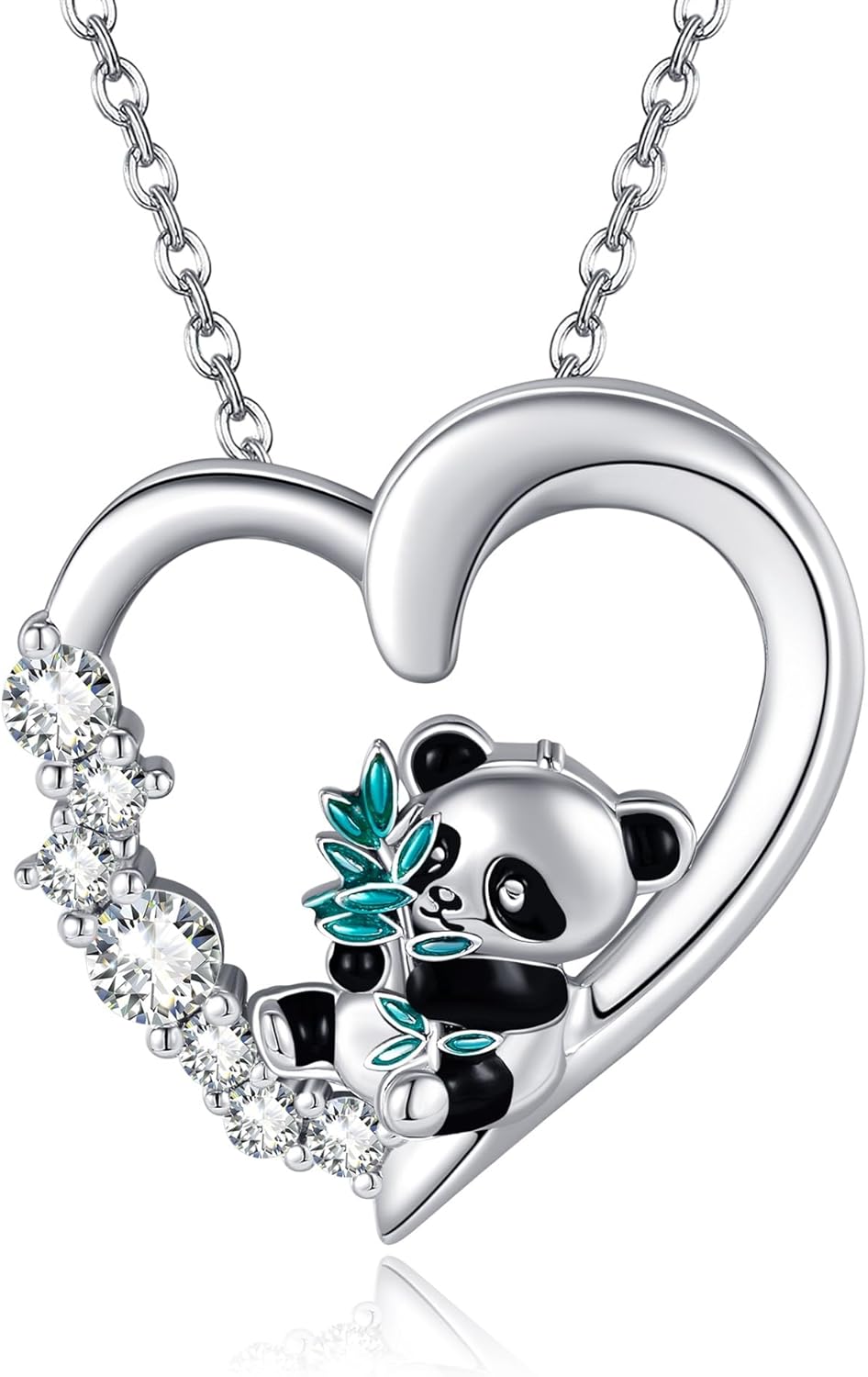 Panda Gifts 925 Sterling Silver Panda Heart Pendant Necklace Panda Jewelry for Women