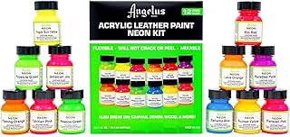 Angelus Leather Paint Set Of 12 Neons 1oz