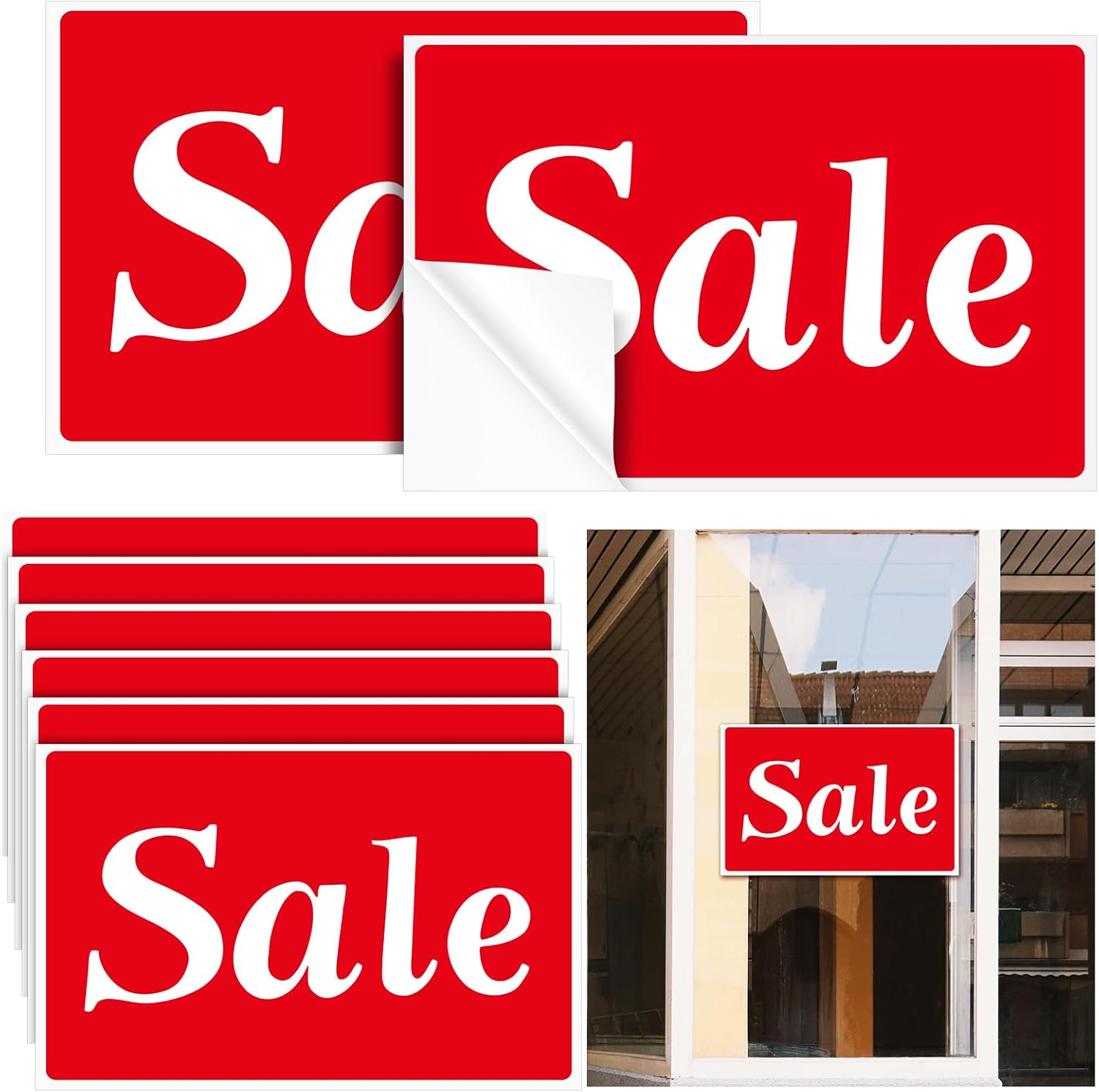 12 Pcs Sale Signs for Retail Store 11 x 7 Inch Waterproof Plastic Sale Display Stickers Portable Window Wall Showcase Message Sign for Retail Boutique Business Shopping