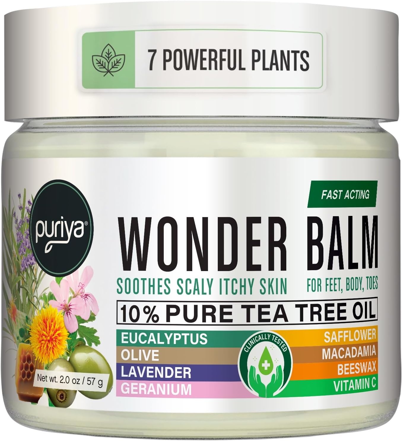 Tea Tree Oil Balm, Extra Strength, Pair Well with Jock Itch Cream, Spray, Athletes Foot, Ringworm Cream for Human, Rash Cream, Fast Acting for Dry, Itchy Skin, Plant Powered Wonder Balm