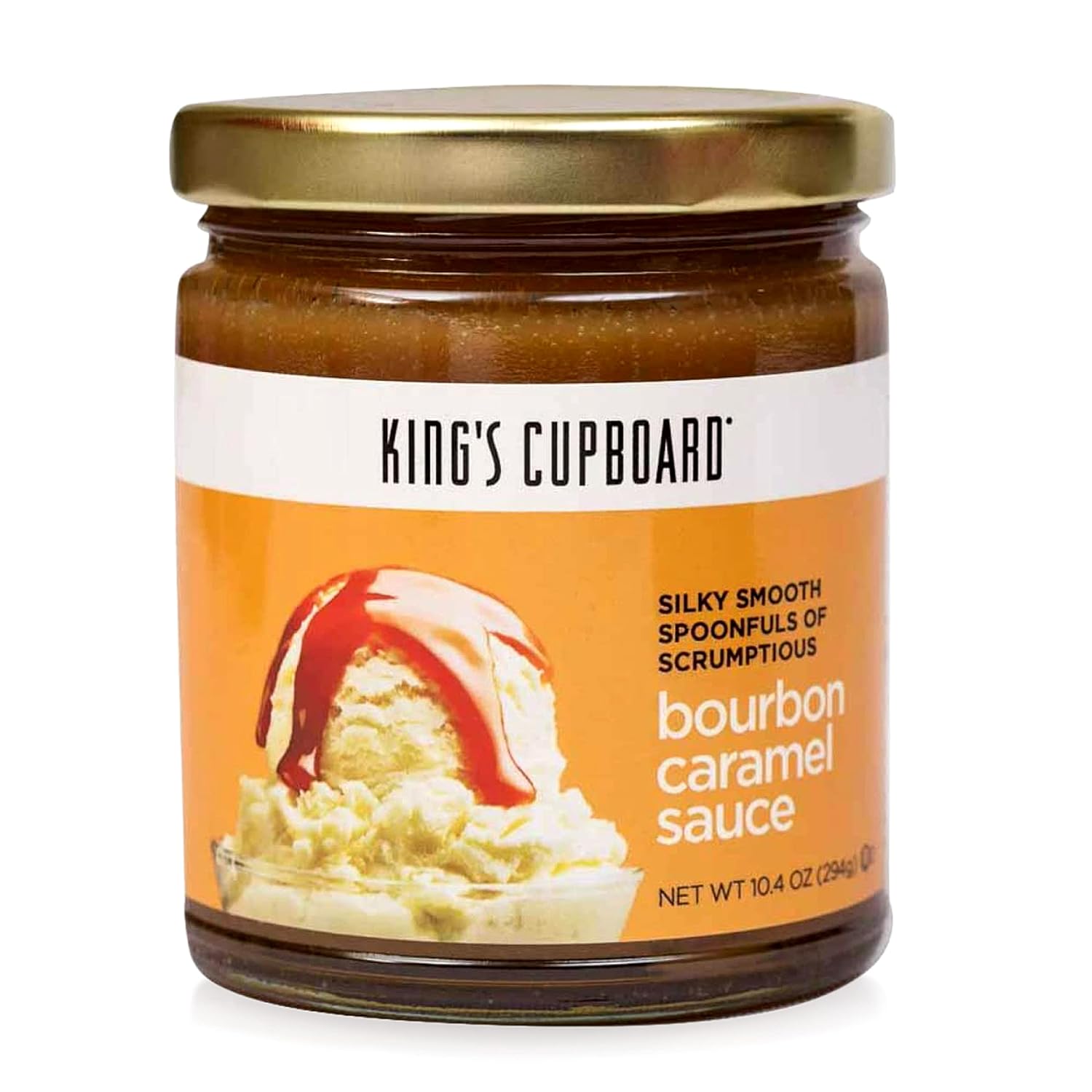 King's Cupboard Bourbon Caramel Sauce - The Perfect Sauce for Ice Cream, Fruit Dip, Topping Desserts, Caramel Drizzle for Coffee - Gluten-Free, Kosher, All Natural Ingredients, Made in USA 10.4 oz