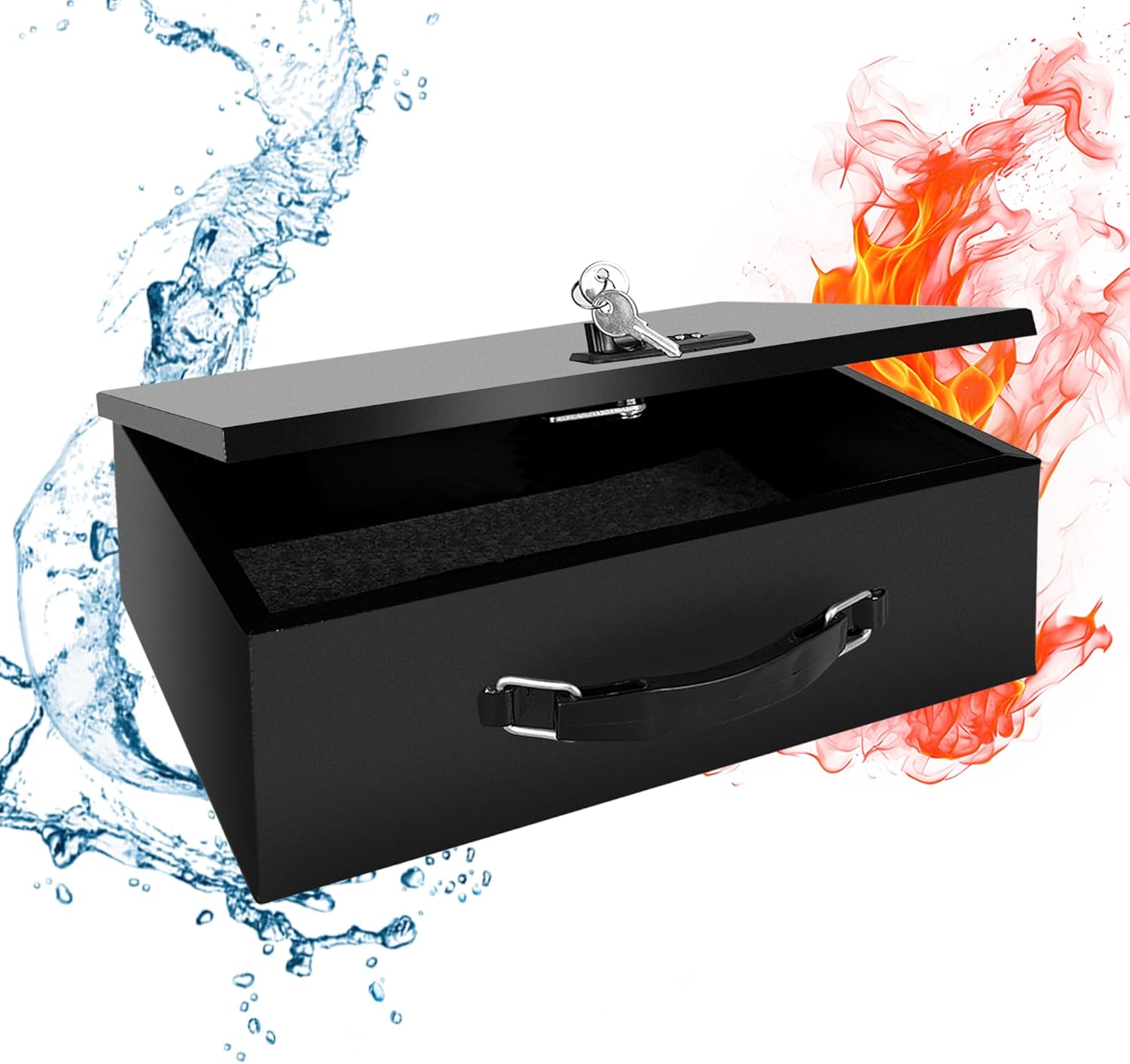 YIYITOOLS Fireproof Lock Box with Key&Combination Lock-Fire Safe Document Box,Portable Fireproof&Waterproof Safe for Home,Office&Travel-Secure Storage for Passports,Cash,Certificates,Jewelry&Valuables