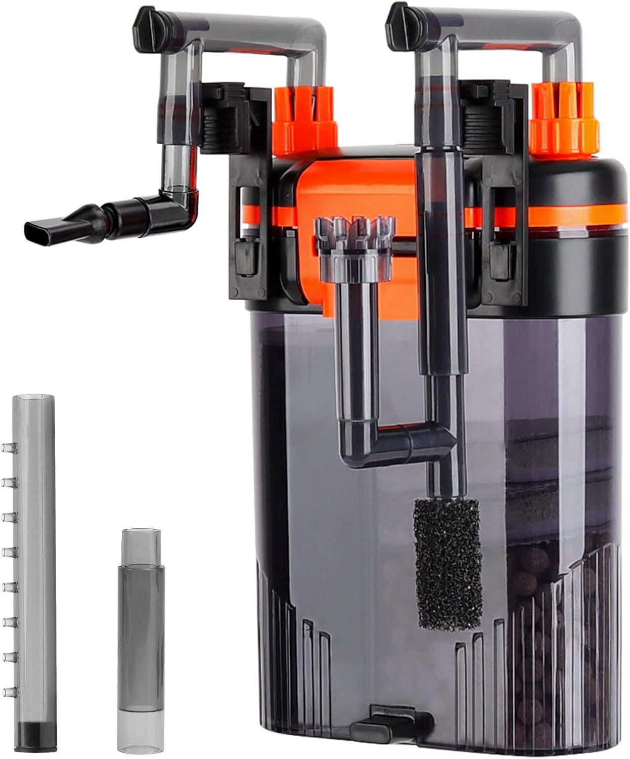 hygger Hang On Aquarium Filter, 380L/H 6W Hang On Back Filter,Quiet Canister Fish Tank Filter with Duckbill Nozzle Shower Pipe Outlet, Adjustable Water Flow Aquarium Filter External for 40-75L Tank