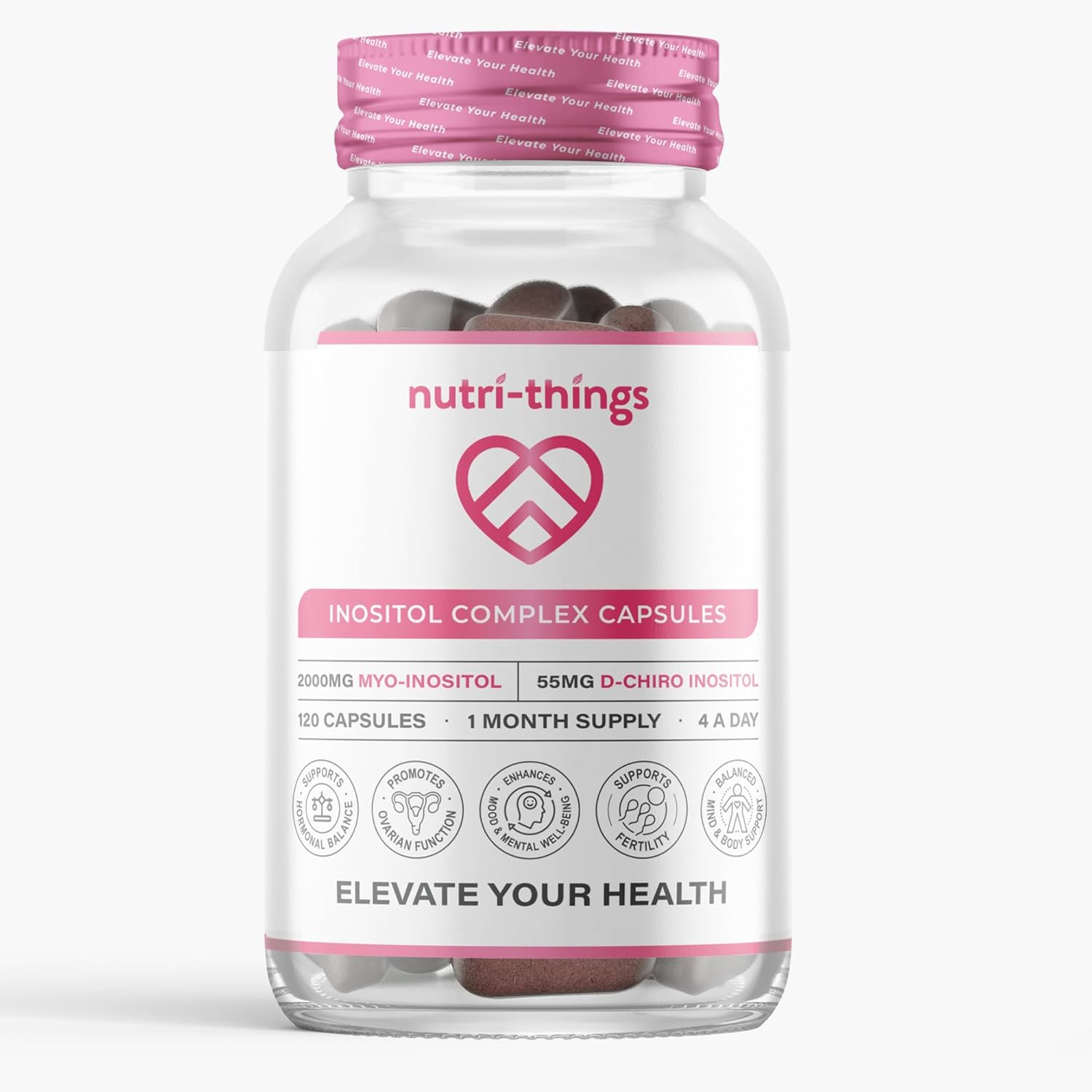 Inositol Complex (with D-Chiro) Capsules - 4000mg Myo-Inositol & D-Chiro Inositol, PCOS Support for Hormonal Balance, Non-GMO, Gluten-Free, 120 Capsules (1 Month Supply)