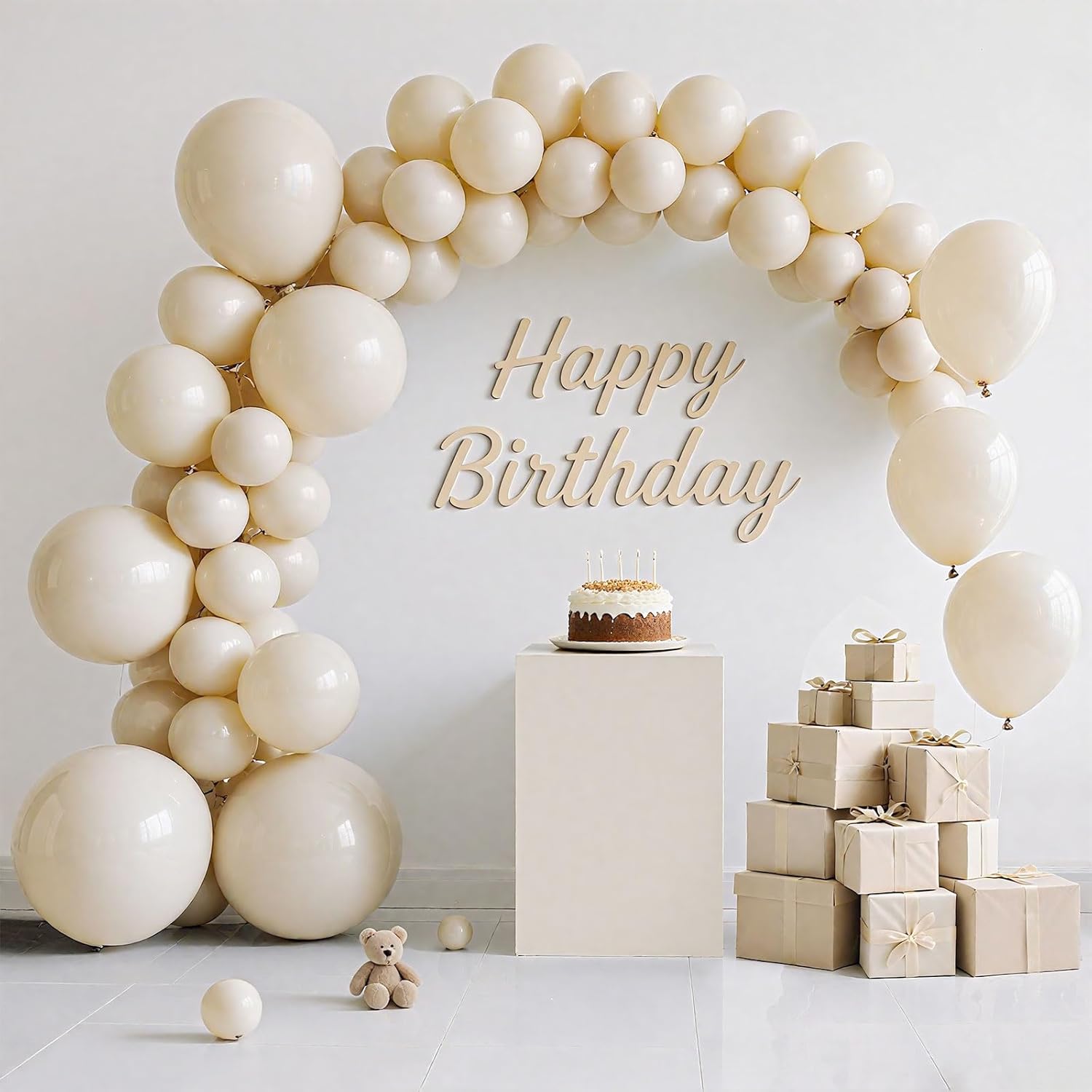 Ivory White Balloons 145 pcs Boho Decorations Different Sizes of 18 12 10 5 Inch Cream Balloons for Balloon Garland or Arch as Birthday Wedding Party Decorations