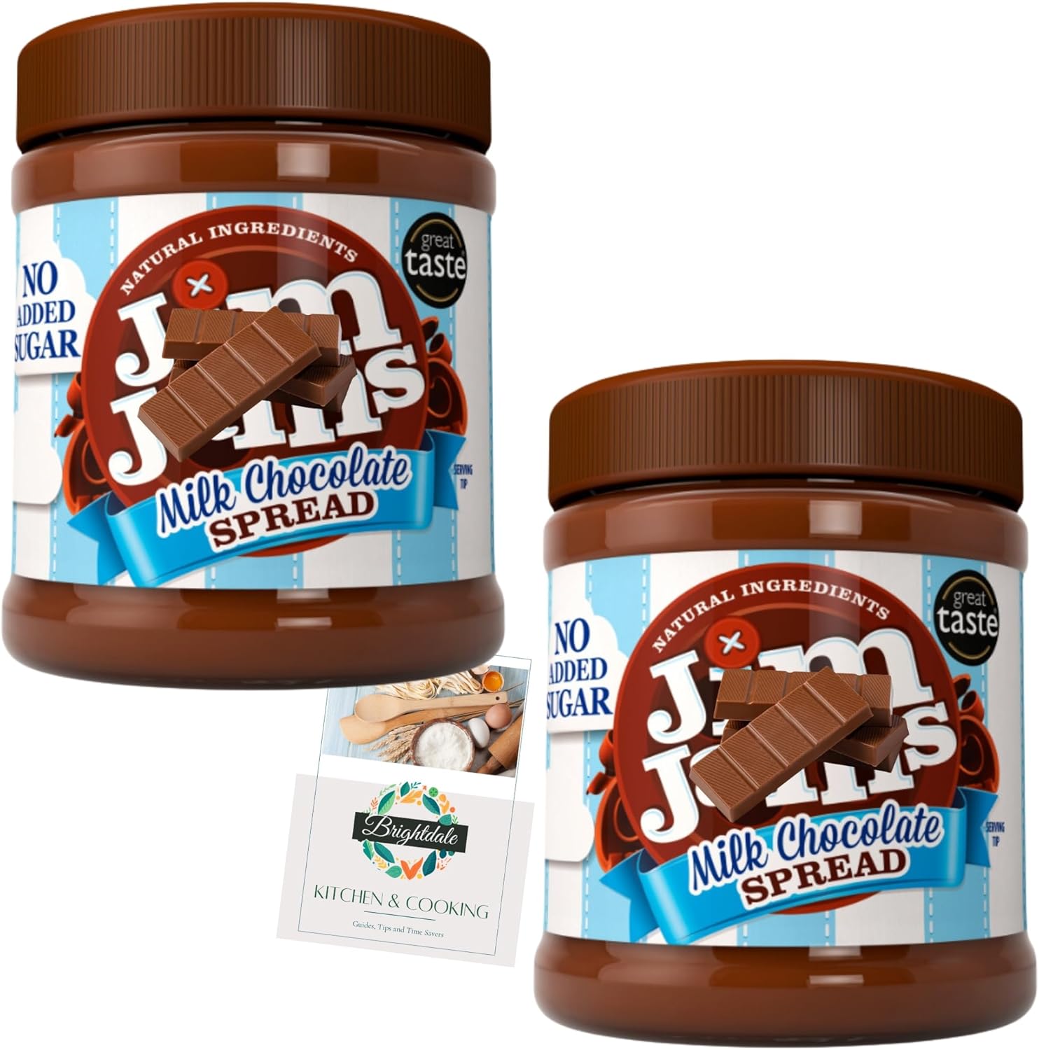Low Calorie Chocolate Spread Bundle with Jim Jams Milk Chocolate Spread 350g 2 Pack + Brightdale Kitchen Booklet