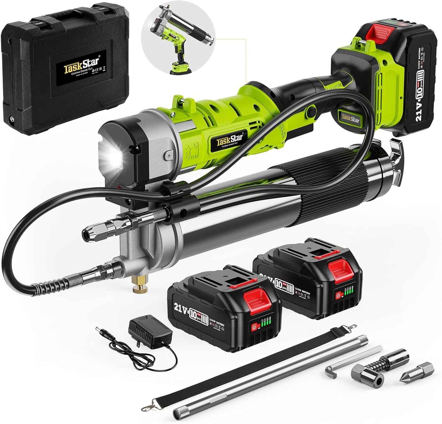 Electric Grease Gun Kit: 2025 Upgraded 2-in-1 Battery Powered Grease Gun with 2 * 4000mAh Batteries, 90 Degree Coupler Adapter, Efficient for Farmers, Equipment Operators and Homeowners