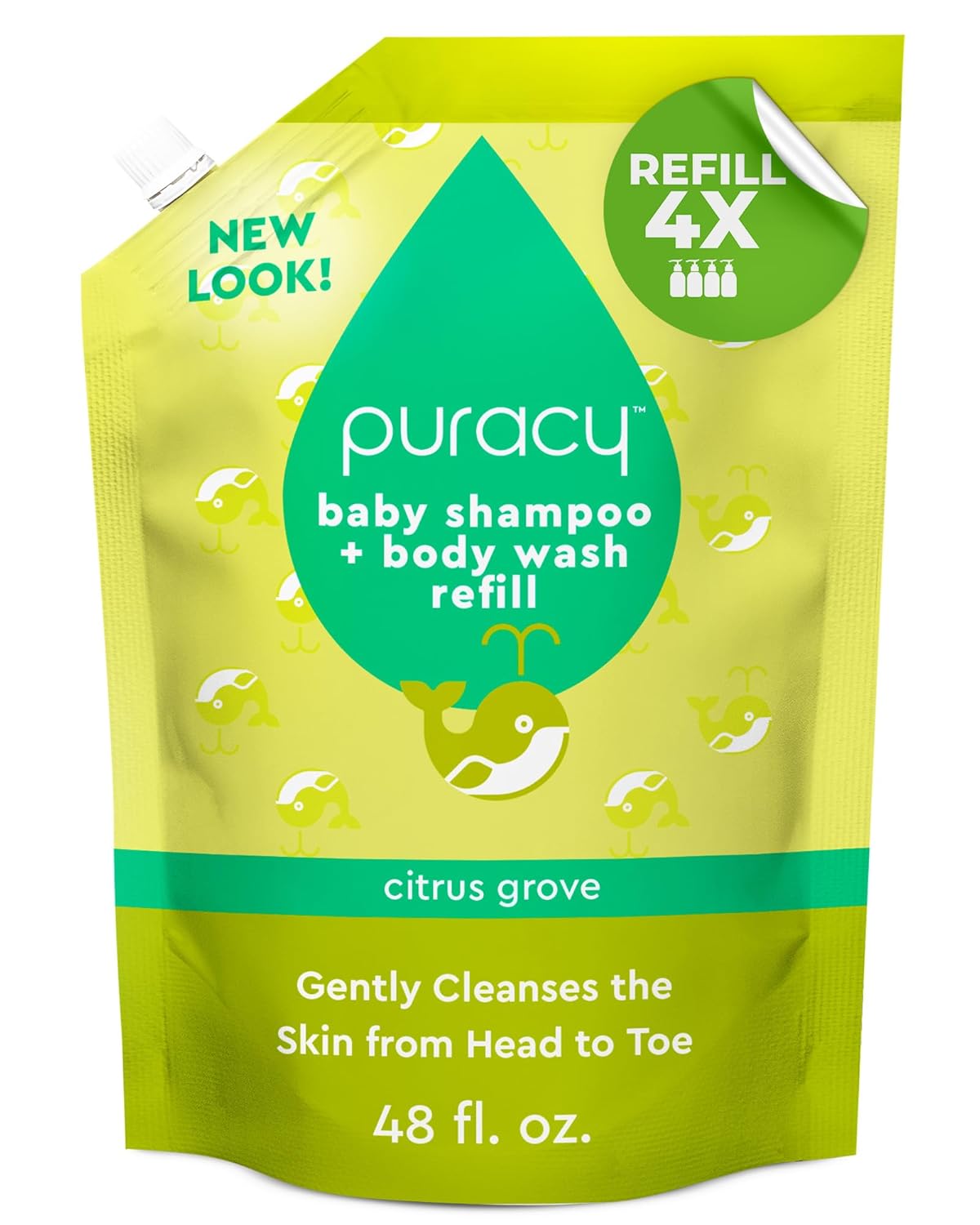 Puracy Shampoo & Body Wash for Children - Perfect Skin, Pure Ingredients - with 12 Fruit & Vegetable Extracts for Silky Smooth Skin, Gentle Citrus Grove Aromas, 98.8% from Mother Nature 48 Oz