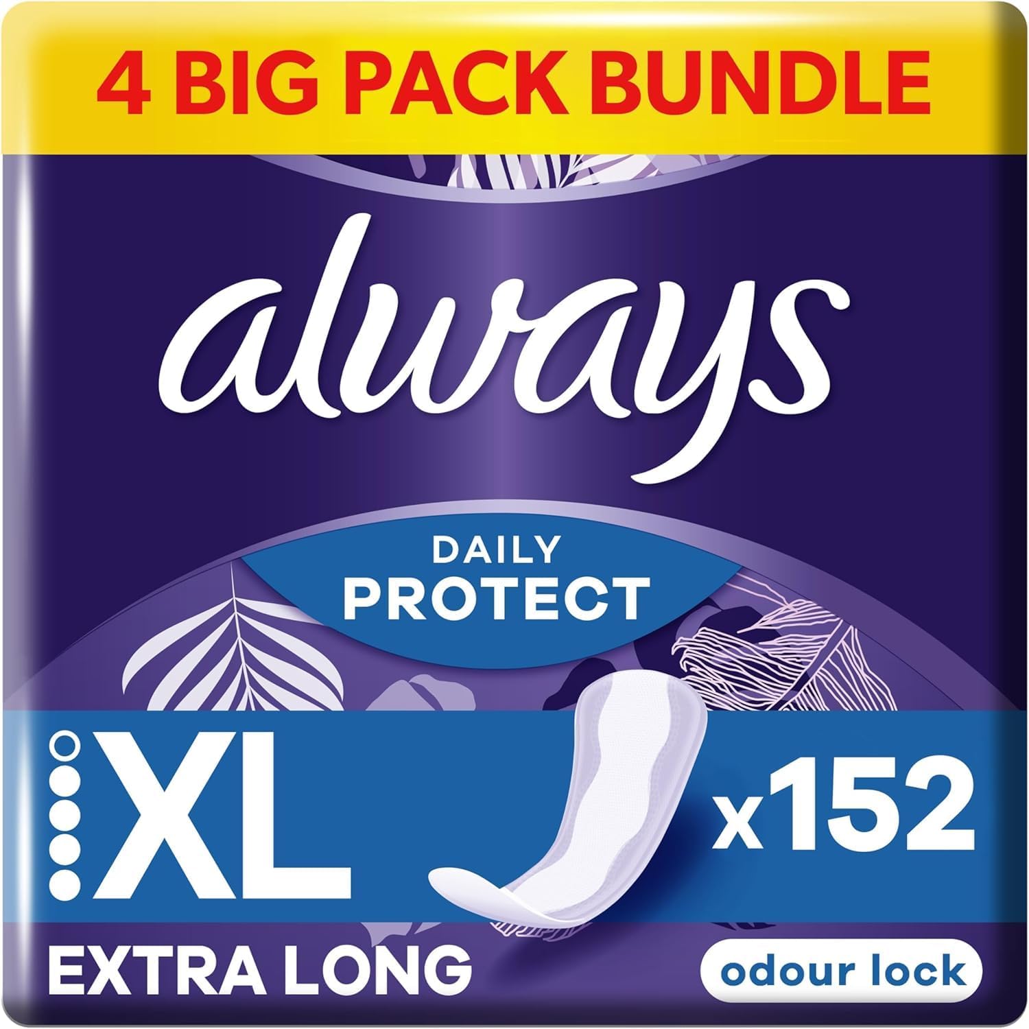 Always Daily Protect Extra Long Panty Liners 38 Liners, Odour Lock, Comfortable with Side Protection barriers