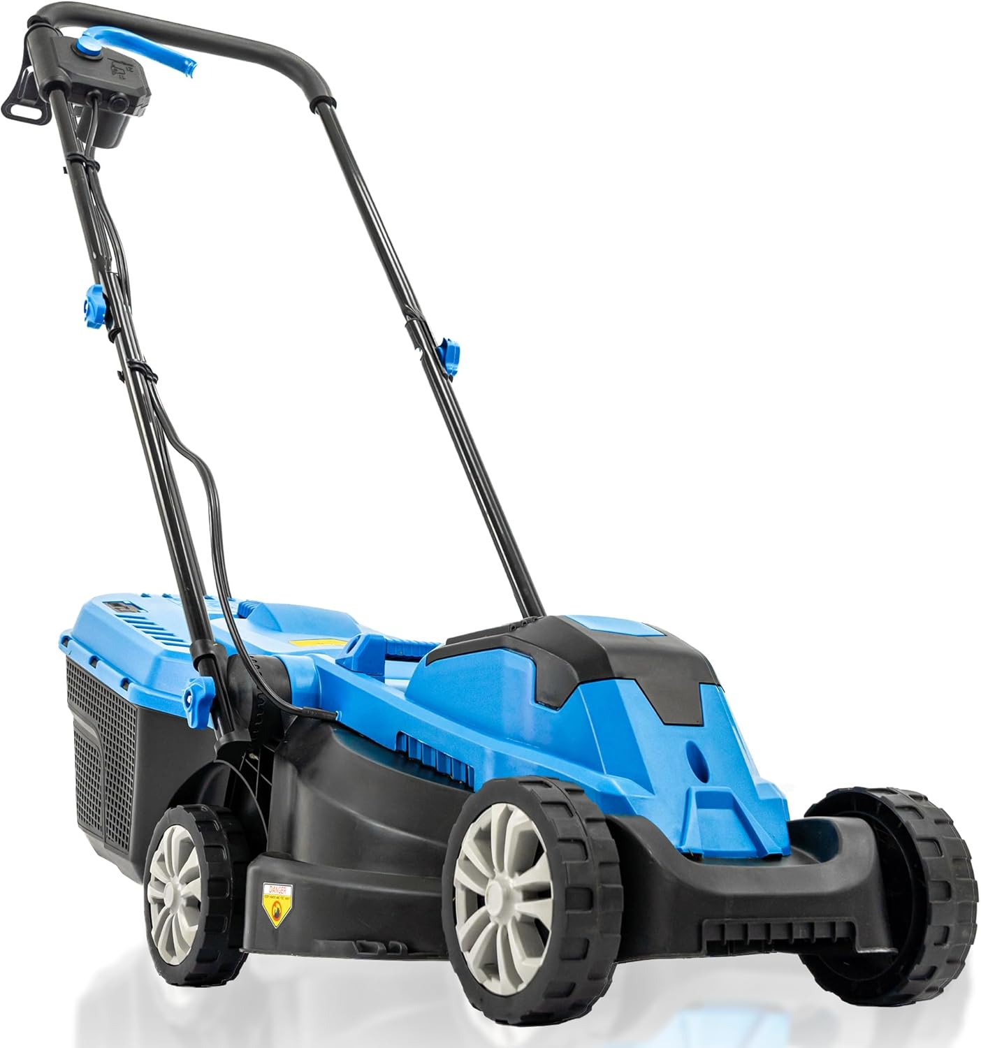 Hyundai 1300W Electric Lawn Mower, Lightweight, Compact 33cm Cutting Width Lawnmower, Foldable Handle, 11m Cable, Grass Cutter for Small Gardens, 3 Heights & 30L Collection Bag 3 Year Warranty