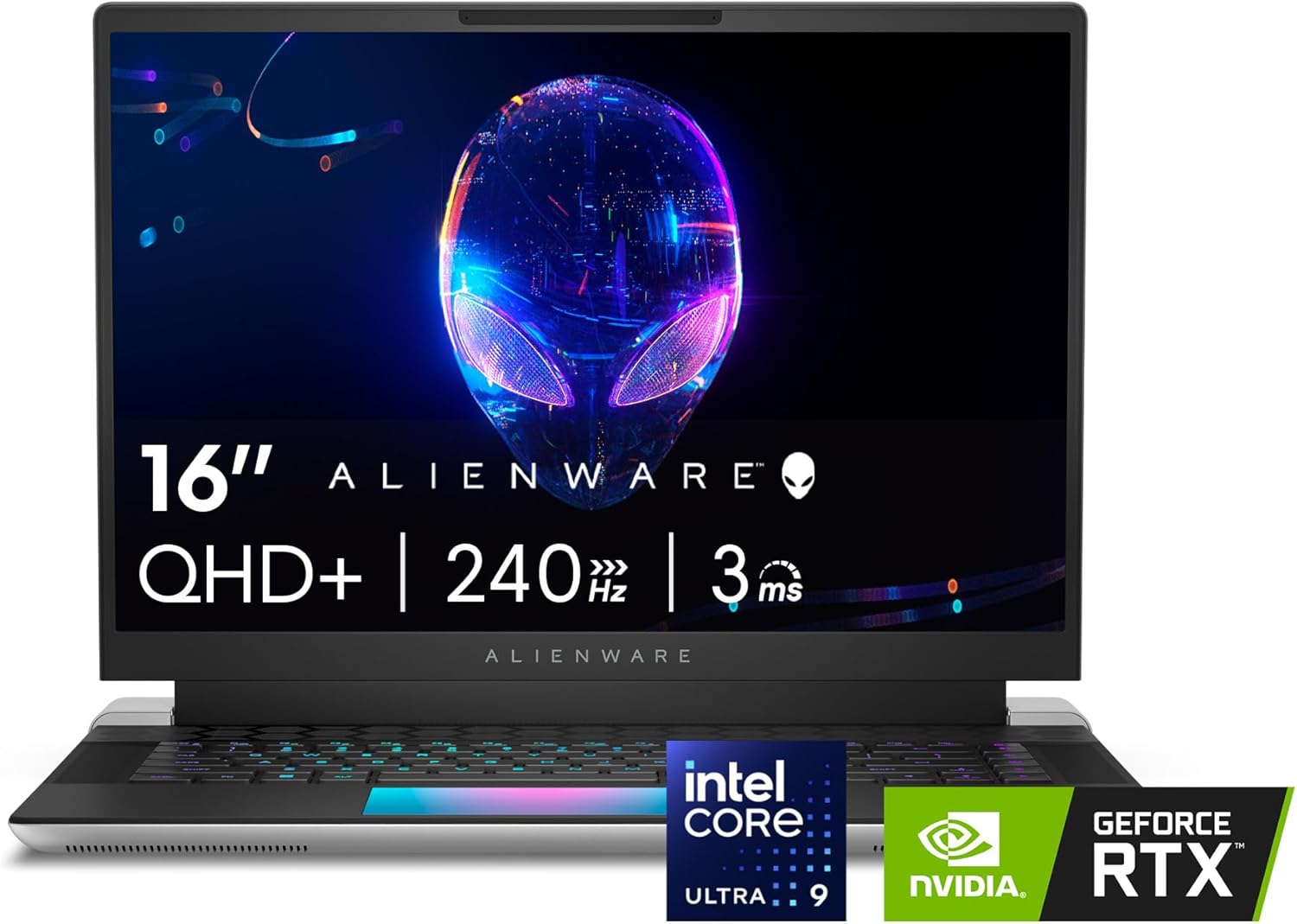 Alienware X16 R2 Gaming Laptop - 16-inch QHD+ 240Hz 3ms Display, Intel Core Ultra 9-185H, 32GB LPDDR5X RAM, 1TB SSD, NVIDIA GeForce RTX 4080 12GB GDDR6, Windows 11 Home, Onsite Service - Lunar Silver