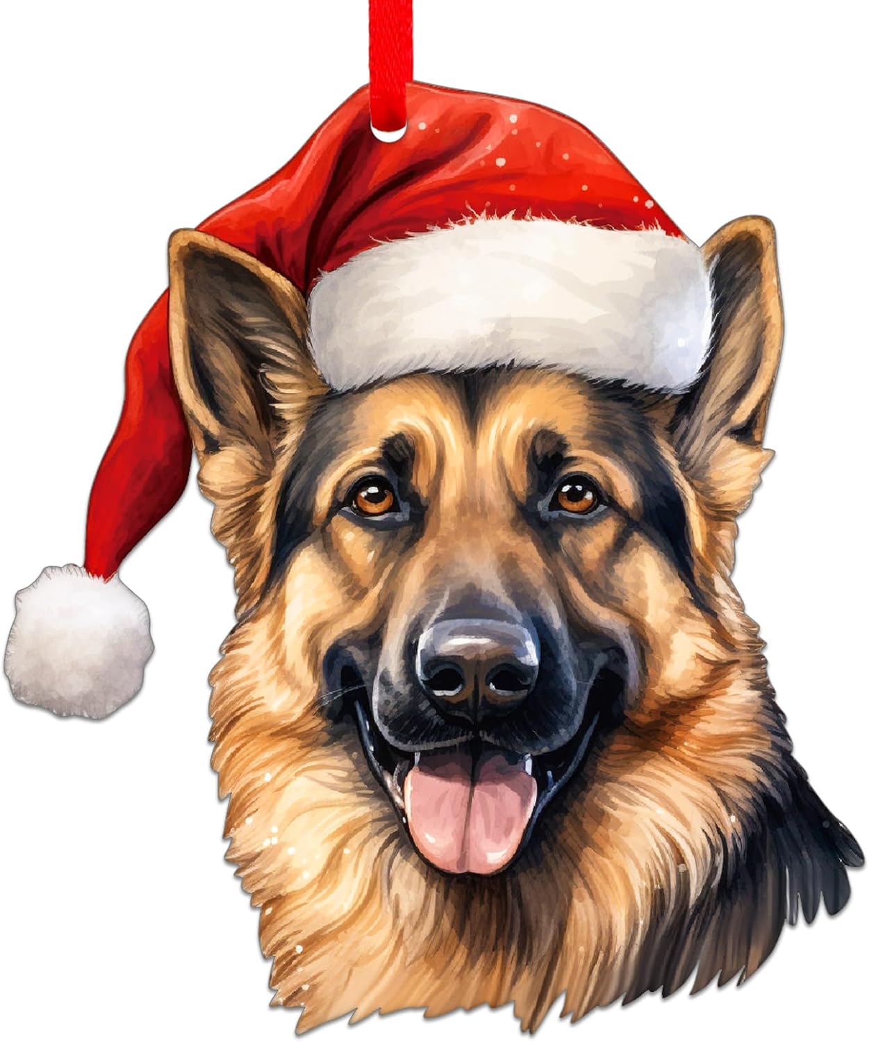 D24TIME German Shepherd Christmas Ornament - Acrylic German Shepherd Ornament for Christmas Tree Decorations Xmas Gifts for Kids Women Dog Lovers Car Home Office Hanging Decor