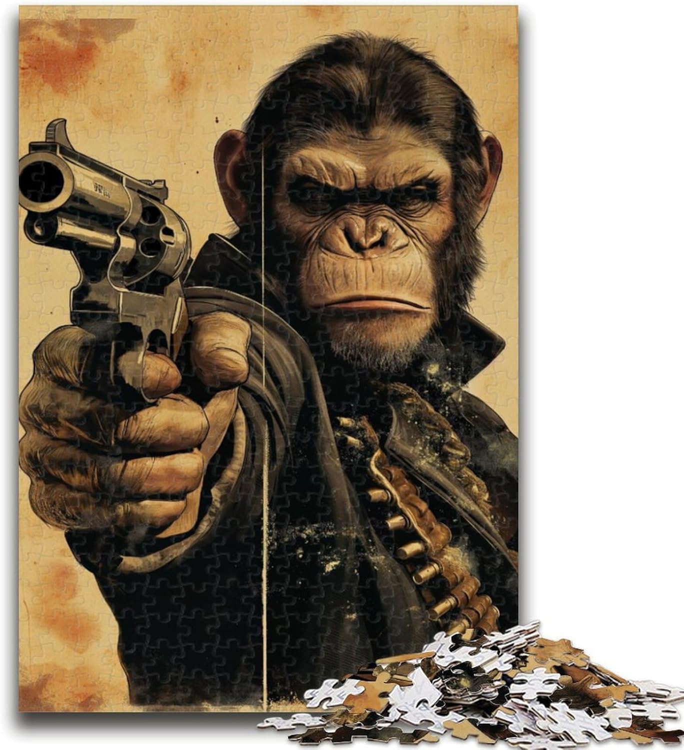 JigsawPuzzle 1000 Pieces for Adults Shooting Gorilla Help The Brain Exercise Addictive Toys to Cultivate Patience Suitable for Couples 26x38cm