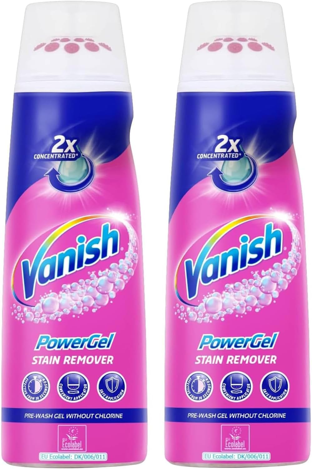 Vanish Pre-Treat PowerGel Stain Remover, 200ml, Pack of 2, 2x Concentrated Formula, Fights Stubborn Grass, Mud, Make-up Stains and More, Safe on Everyday Coloured and White Fabrics