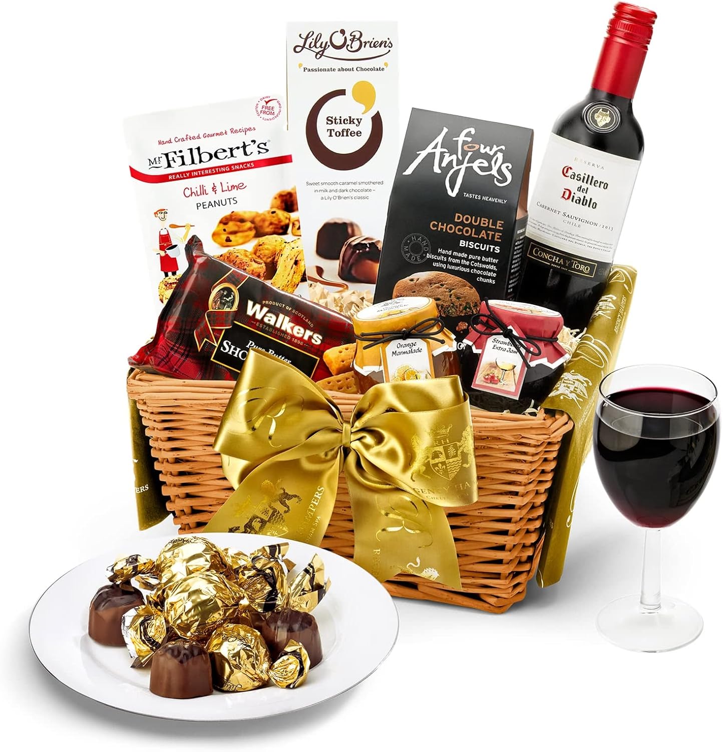 Windermere Red Wine Hamper - Luxury Merlot Gift Set with Gourmet Chocolates, Shortbread, Chilli Peanuts, Jam, Marmalade - Food and Red Wine Gifts for Birthdays and Celebrations, from Regency Hampers