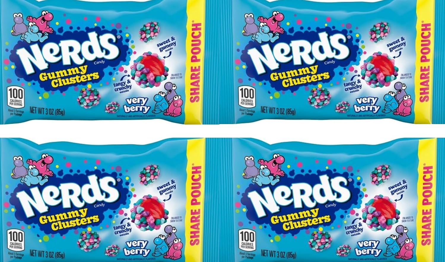 Nerds Gummy Clusters Very Berry Share Pack 85g (3oz) - Pack of 4