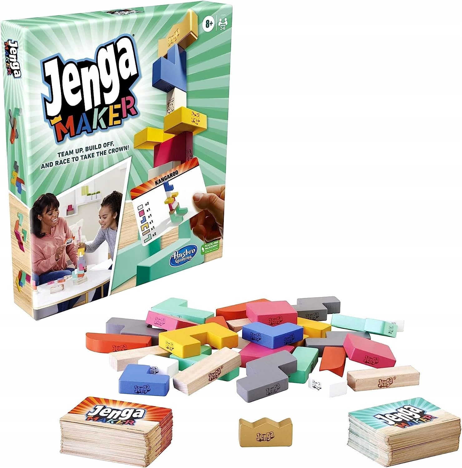Hasbro Gaming Jenga Maker, Wooden Blocks, Stacking Tower Game, Game for Kids Ages 8 and Up, Game for 2-6 Players, Multicolor