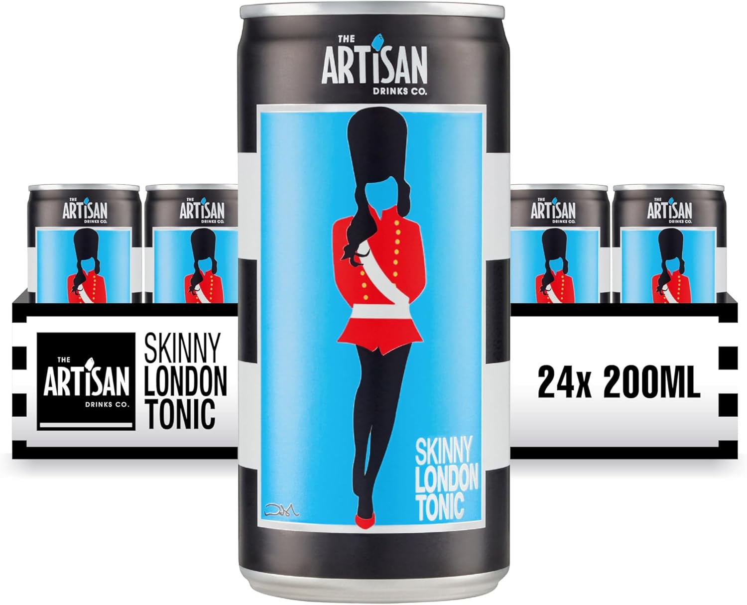 Skinny London Tonic Water by The Artisan Drinks Company - 200mlx24 Cans - Natural Ingredients - 34 Calories per can - Premium Gin and Tonic Mixer - Perfect for Gin