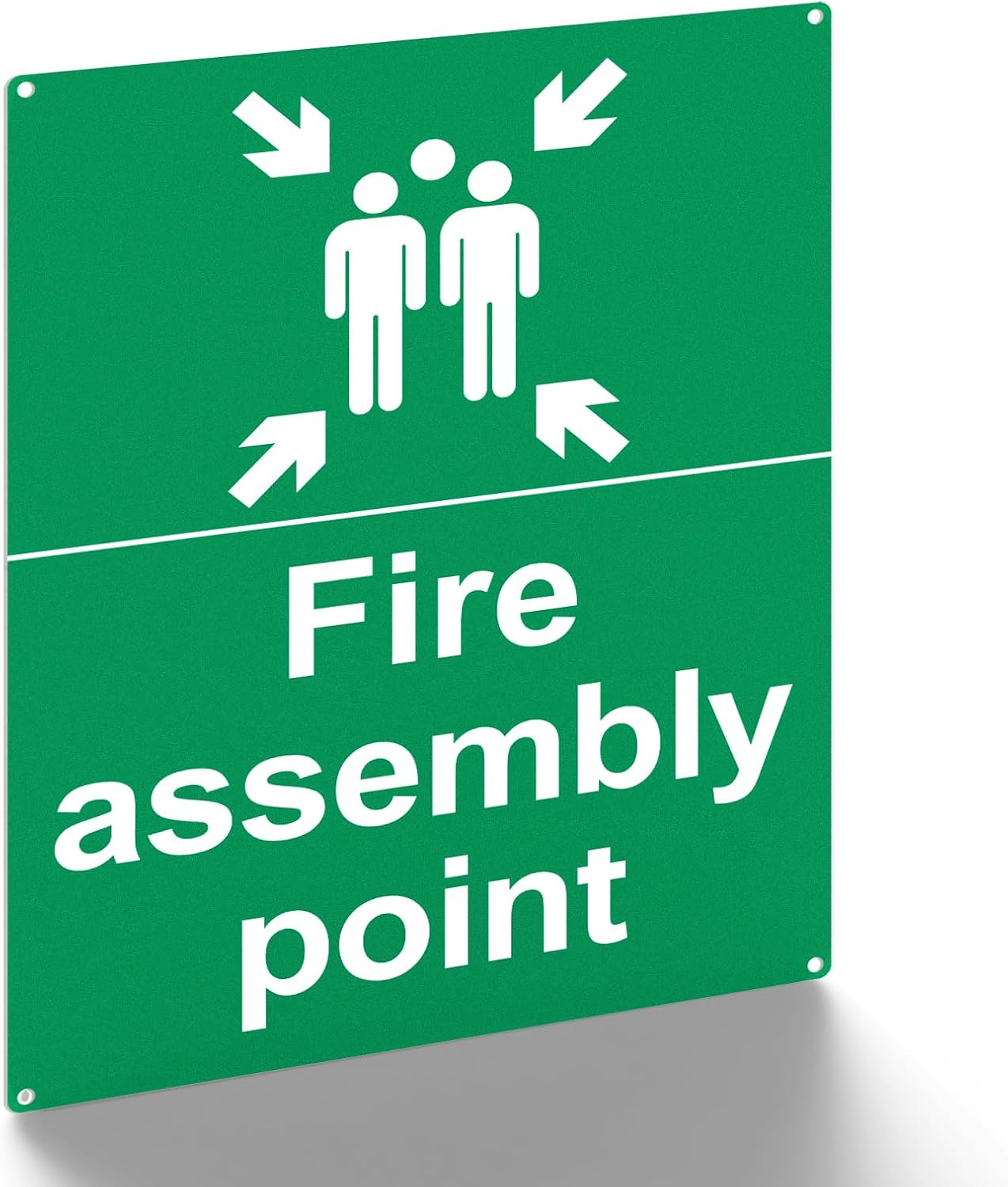Fire Assembly Point Sign - 400 x 300 x 1mm - Matte Rigid Plastic Fire Safety Signs with 4 Pre-Drilled Holes - Ideal Outdoor Safety Assembly Point