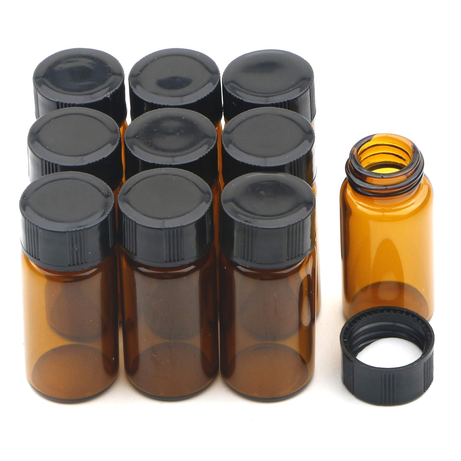 Liquid Sample Glass Bottles Vials Screwcap Brown Lab Collection Container Capacity 5ml (0.17 Oz) Pack of 10