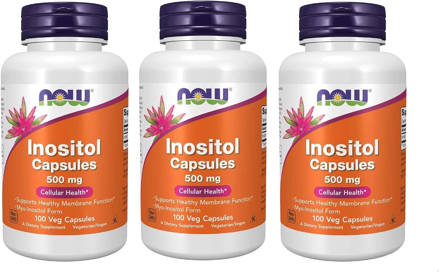 NOW Foods Foods Inositol 500mg,100 Capsules (Pack of 3)