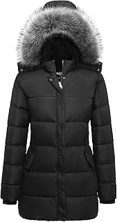 GGleaf Women's Winter Thicken Puffer Coat Warm Snow Jacket with Fur Removable Hood