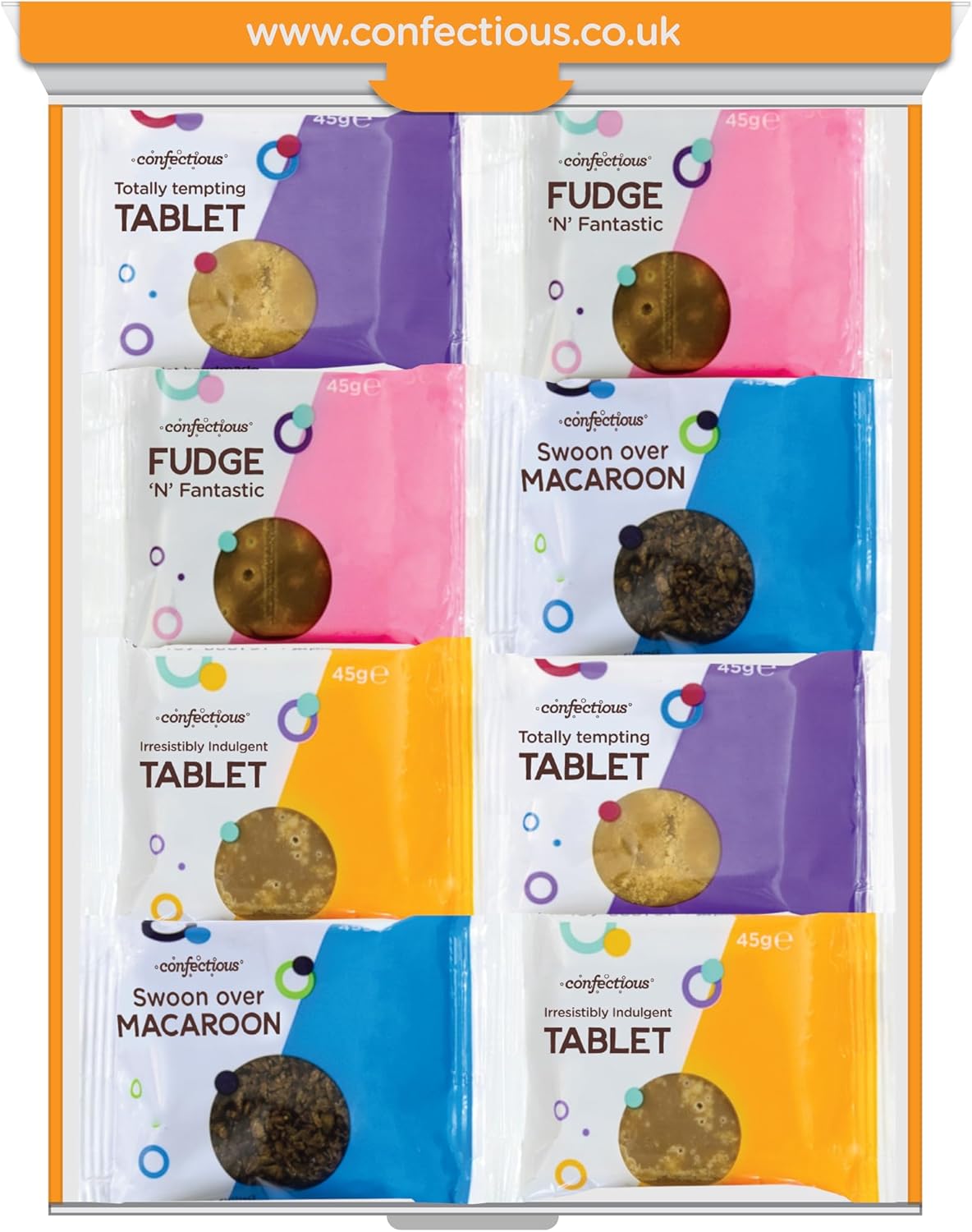 Confectious Gift Box – A Selection of Traditional Handmade Tablet, Fudge and Macaroon Bars - 8 x 45g Bars (360g), Artisanal, Scottish Treats, Sweets, Pick Your Own