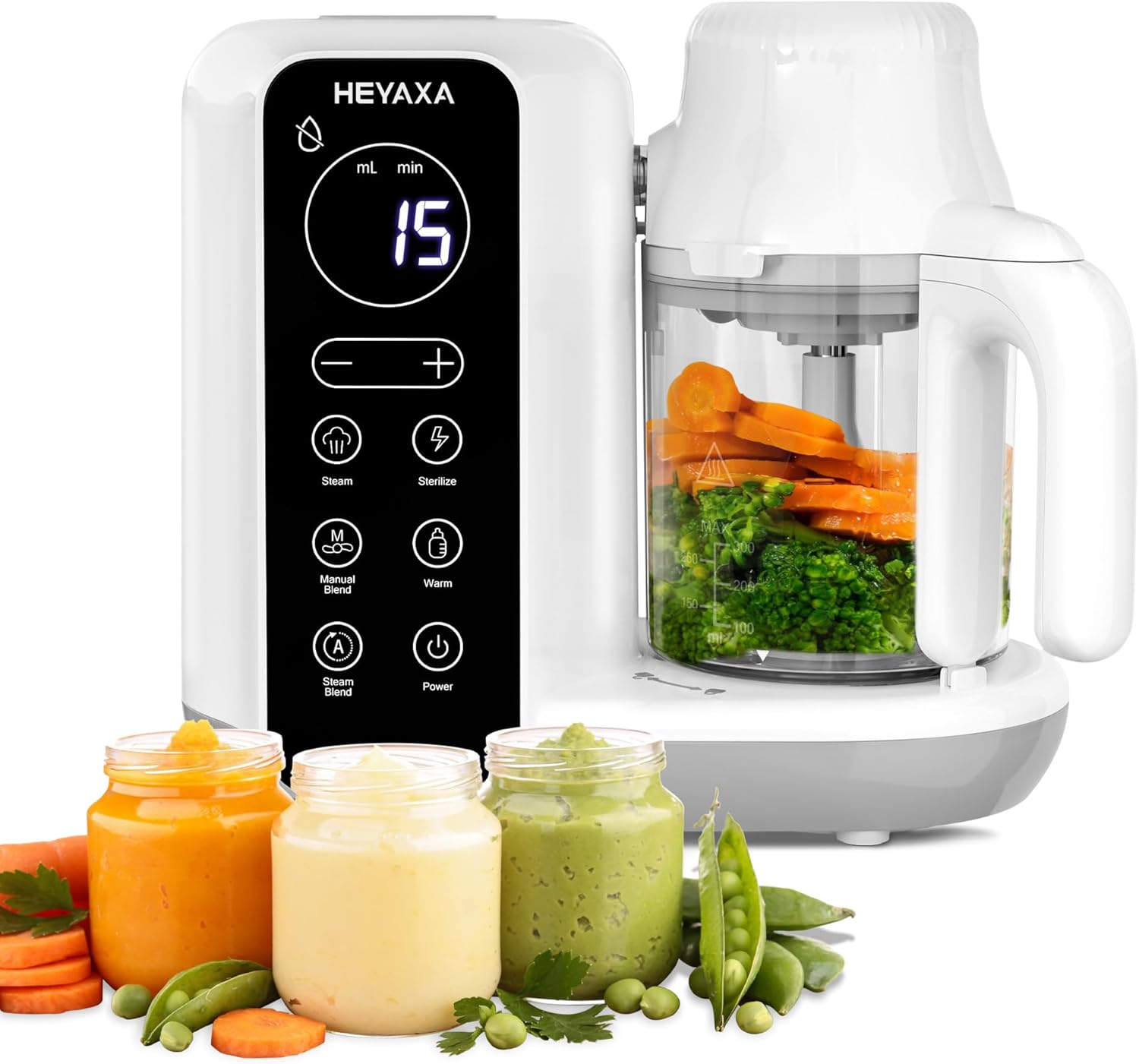 Baby Food Maker with Auto Cook & Blend|One-Step Food Processor with Bottle Warmer|Steamer & Puree Blender| Self-Cleaning, Steri-lizing, Dishwasher Safe, BPA-Free, Touchscreen Control (White)