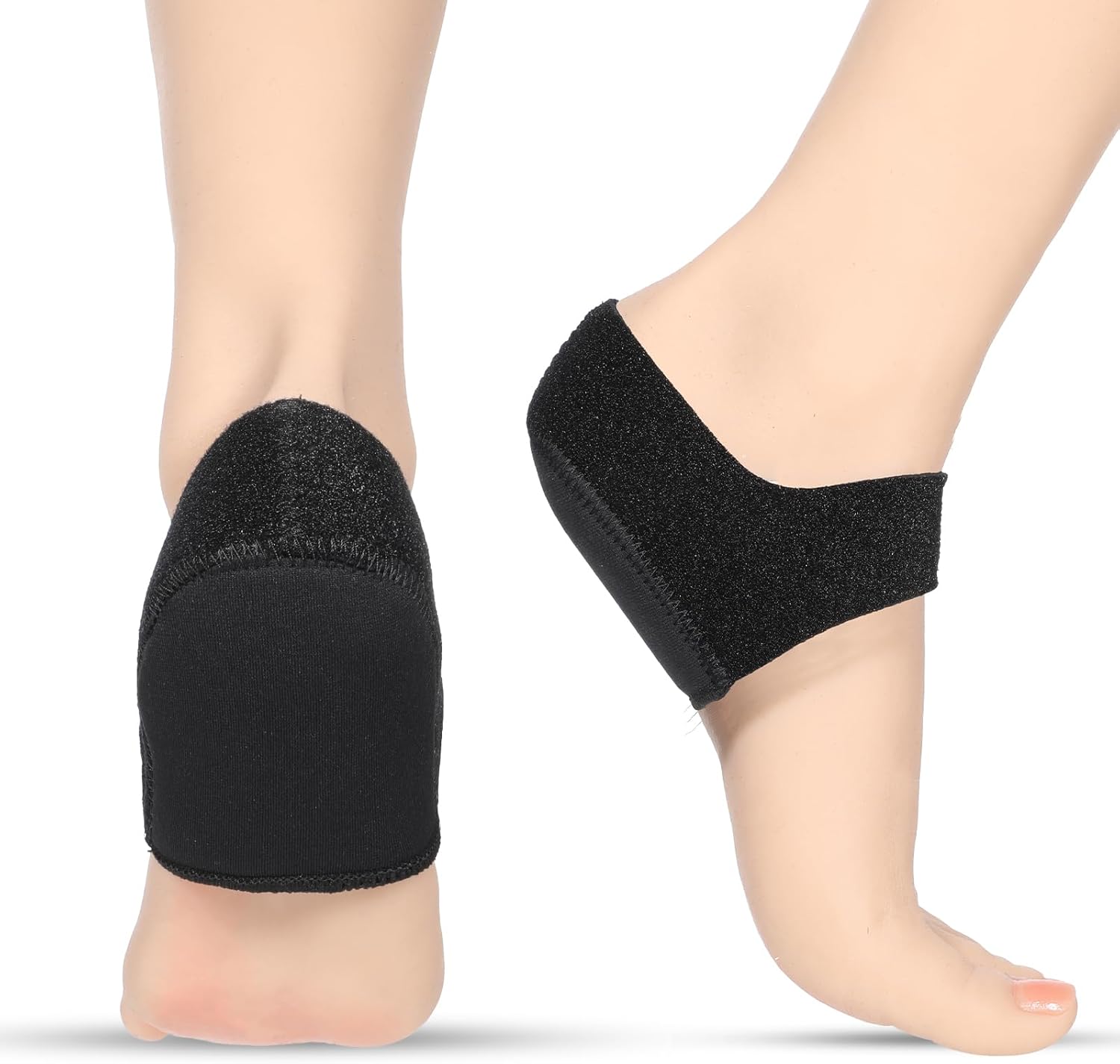 YBEATY Plantar Fasciitis Gel Heel Protectors Support Cups Heel Inserts Pads Support Cushion for Achilles Tendonitis Dry Cracked Pain Relief Women Men (Black Large W 6-8.5 / M 7-9)