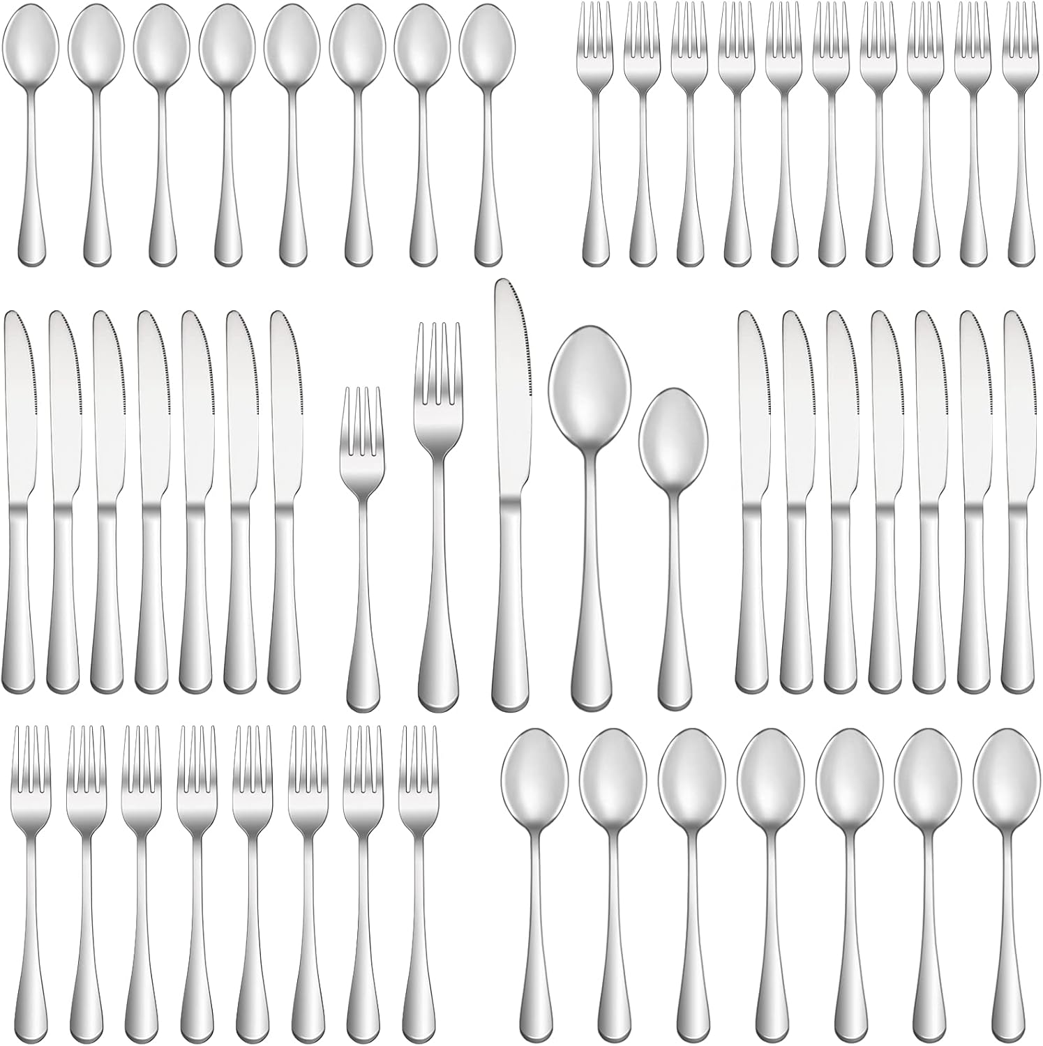50 Piece Silverware Set Service for 10,Premium Stainless Steel Flatware Set,Mirror Polished Cutlery Utensil Set,Durable Home Kitchen Eating Tableware Set,Include Fork Knife Spoon Set,Dishwasher Safe