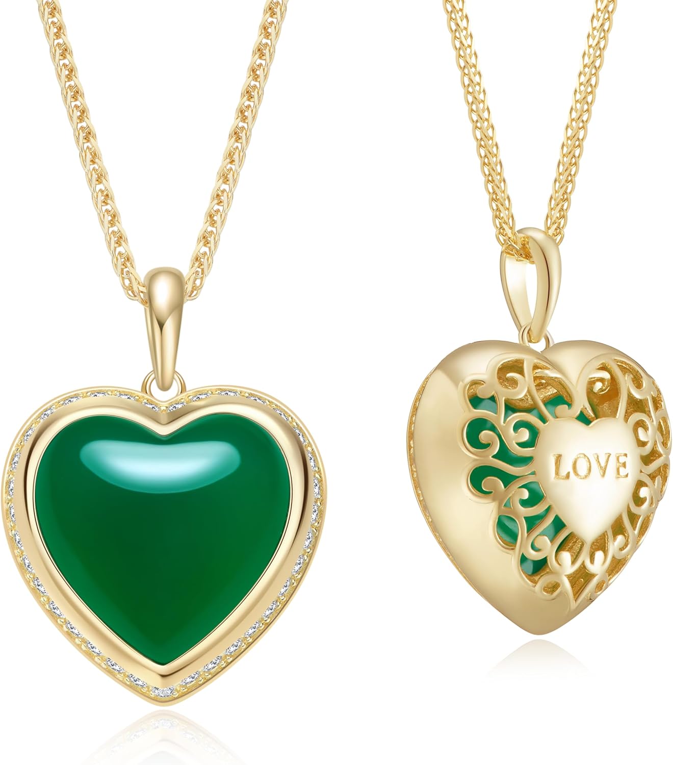 Heart Pendant Necklace for Women S925 Sterling Silver Natural Agate Jewelry Gift for Her Anniversary Valentine's Day