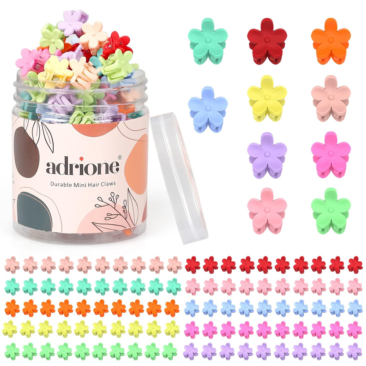 Mini Hair Clips Pack of 100 - Colorful Tiny Flower Hair Clips for Baby Toddler Girls Women, Strong Grip for Fine Hair Bangs