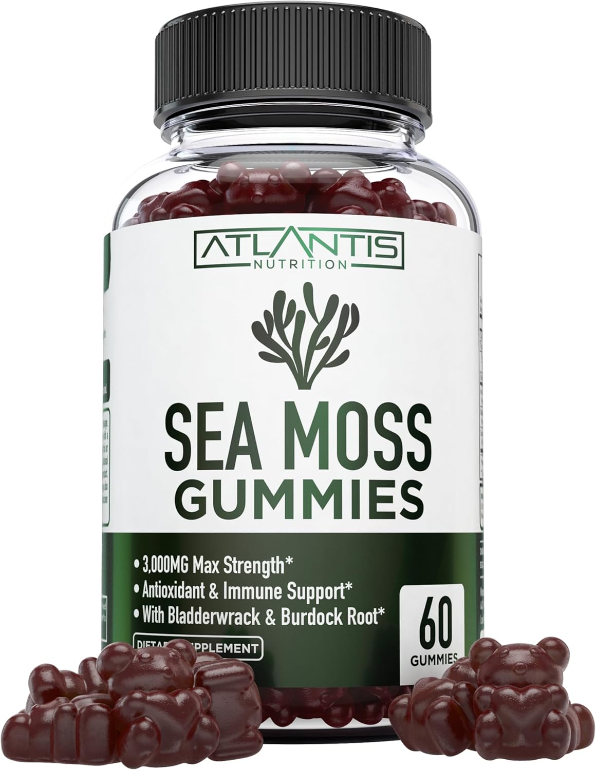 Irish Sea Moss Gummies - 3000MG - Formulated with Irish Sea Moss, Bladderwrack & Burdock Root. Rich in Essential Vitamins & Minerals - Rich in Antioxidants - Advanced Superfood Supplement - 60 Gummies