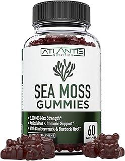Irish Sea Moss Gummies - 3000MG - Formulated with Irish Sea Moss, Bladderwrack & Burdock Root. Rich in Essential Vitamins & Minerals - Rich in Antioxidants - Advanced Superfood Supplement - 60 Gummies