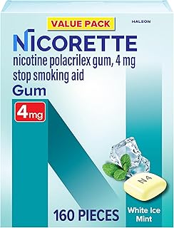 Nicorette 4mg Nicotine Gum to Quit Smoking - White Ice Mint Flavored Stop Smoking Aid, 160 Count