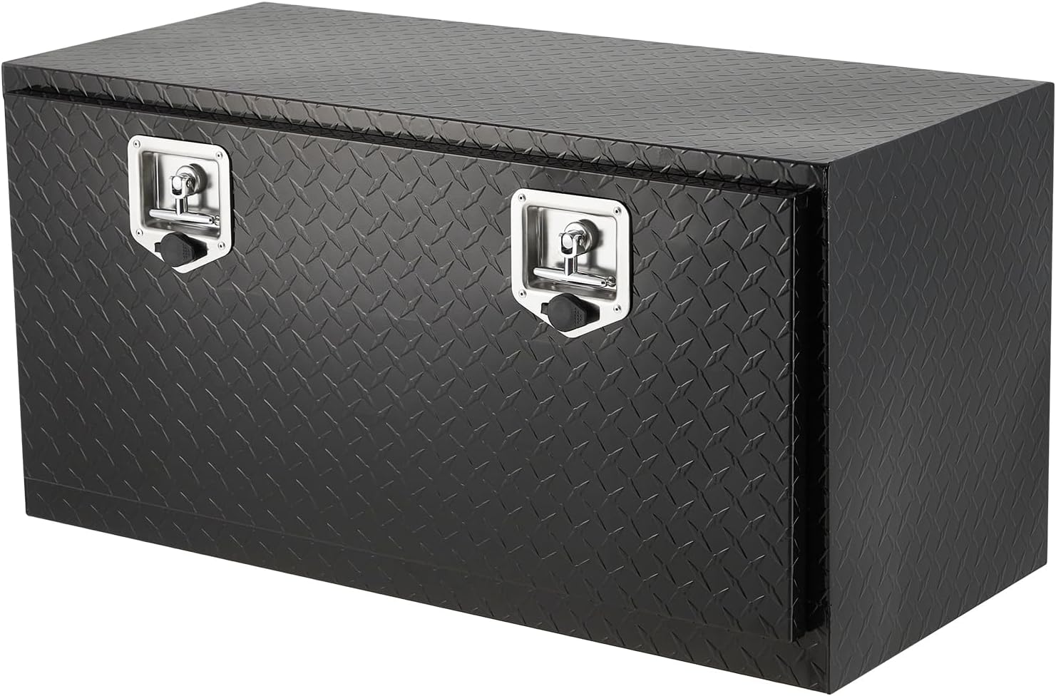 Underbody Truck Box,36 Inch Pickup Storage Box,Heavy Duty Aluminum Diamond Plate Tool Boxes with Lock and Keys,Waterproof Trailer Storage Box with T-Handle Latch for Truck,Van,Trailer，Black