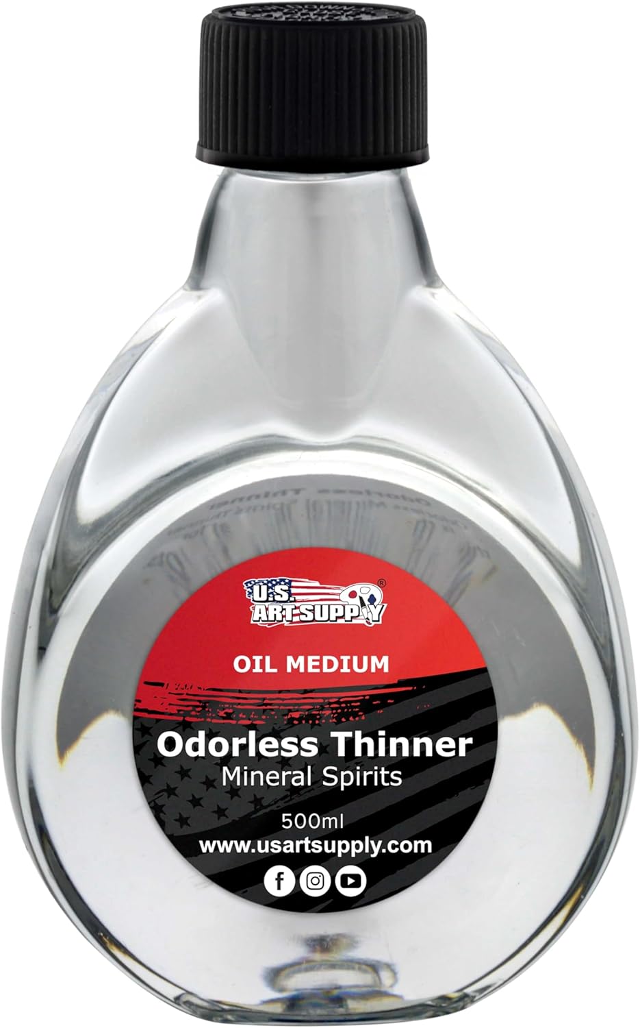 U.S. Art Supply Odorless Mineral Spirits for Cleaning - 16.9oz (500ml) Highly Refined Paint Solvent, Thinner for Oil Mediums