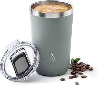 Ideus 20 oz Tumbler, Travel Coffee Mug with Splash Proof Sliding Lid, Double Wall Stainless Steel Vacuum Insulated Coffee Mug for Home and Office, Keep Beverages Hot or Cold, Gray