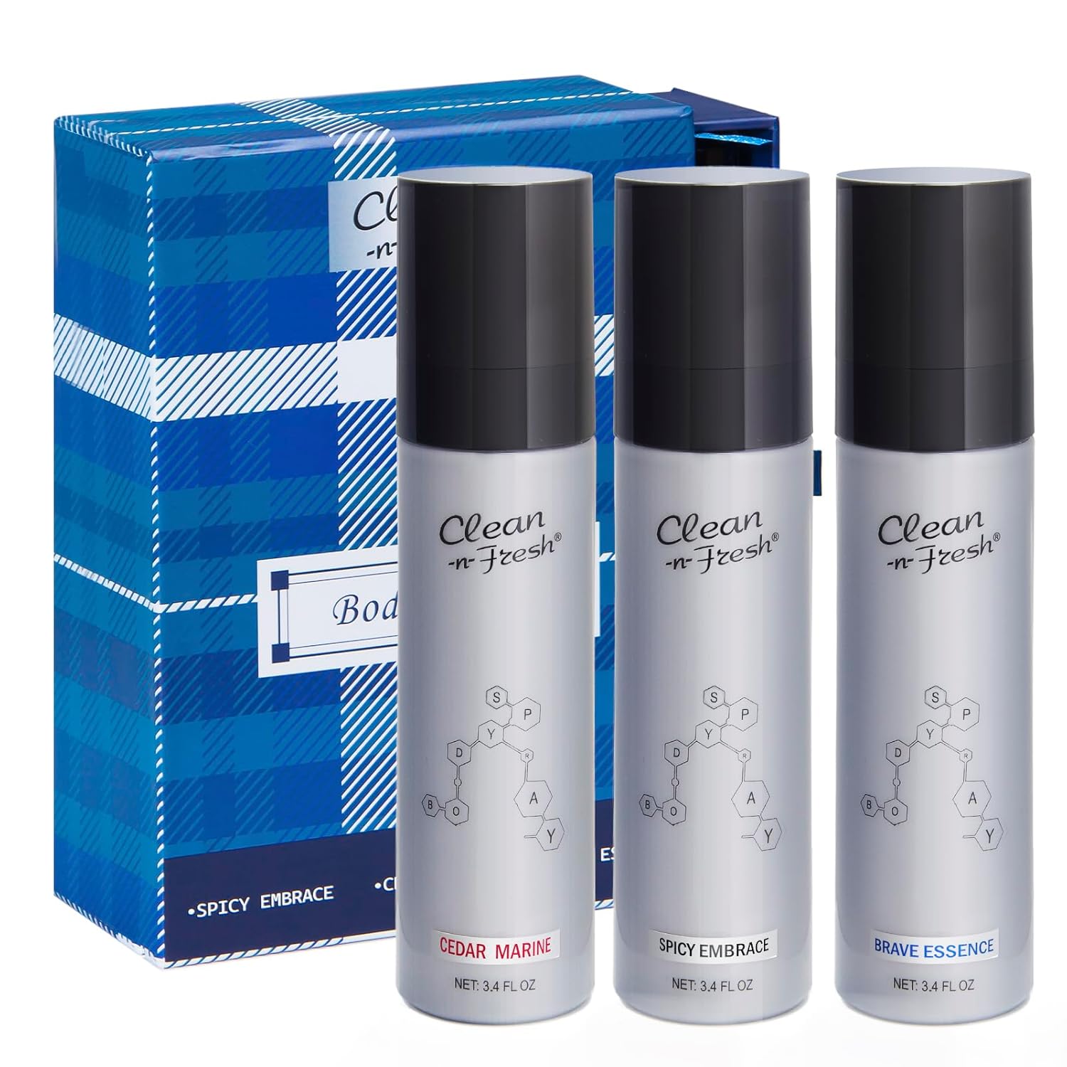 Clean-n-Fresh Fragrance Mist, Body Spray for Men, Each 3.4 Fl Oz/100 ML