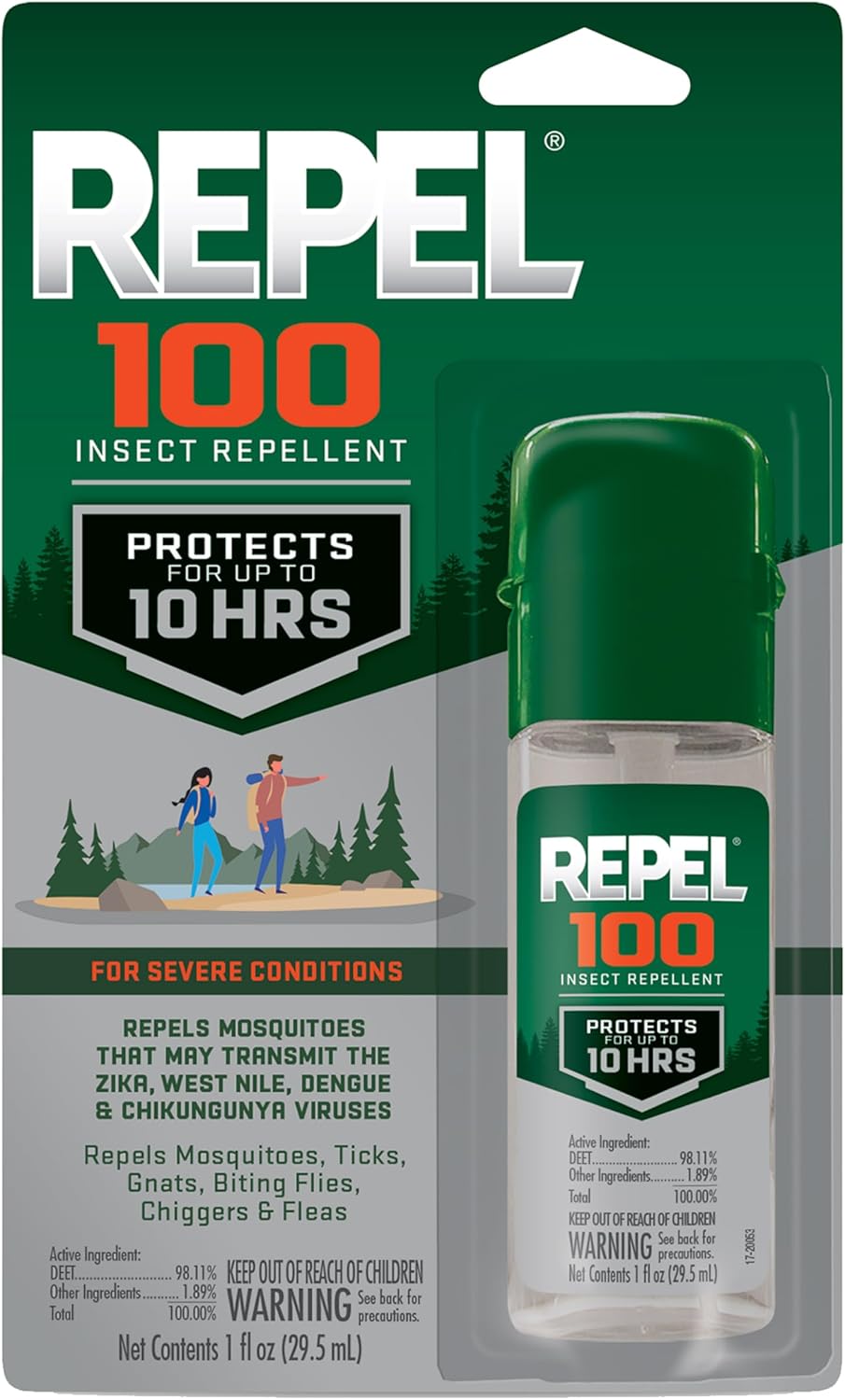 Repel 100 Insect Repellent, Mosquitos, Ticks and Gnats, For Severe Conditions, Protects For Up To 10 Hours, 98% DEET (Pump Spray) 1 fl Ounce