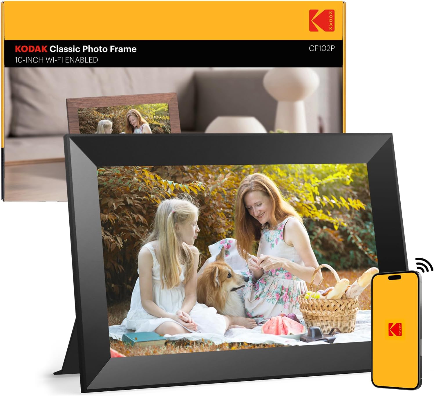 KODAK 10.1 Inch WiFi Digital Picture Frame,1280x800 HD IPS Touch Screen, Electronic Smart Photo Frame with 32 GB Memory, Auto-Rotate, Instantly Share Photos/Videos from Anywhere