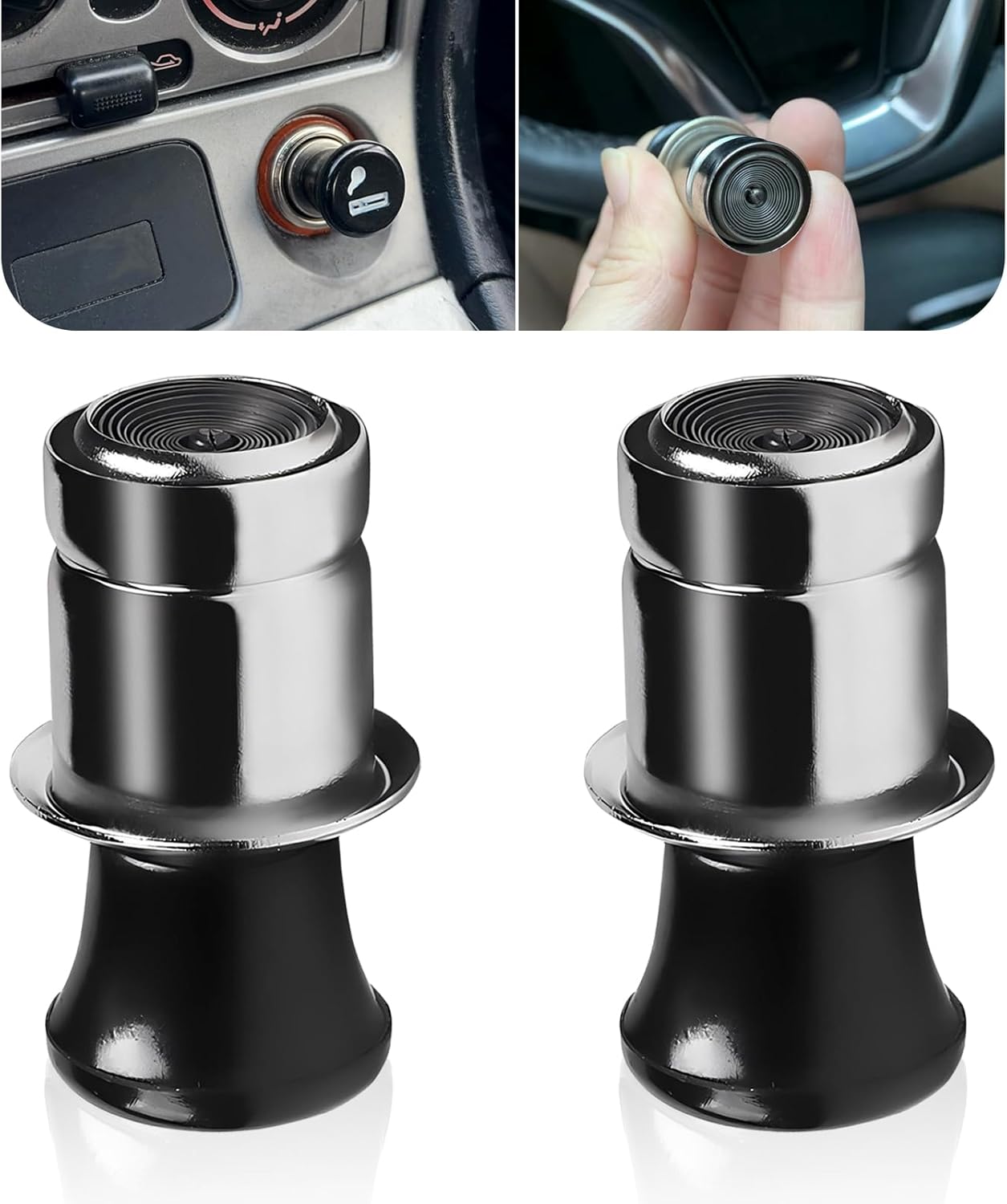 Eratus 2 PCS Car Cigarette Lighter, 12V with Safety Fast Heating Plug Insulating Ceramic Ring, Cylindrical Pop-Out Cigarette Lighter Plug Replacement, Universal for Most Cars Trucks (Multicolored)