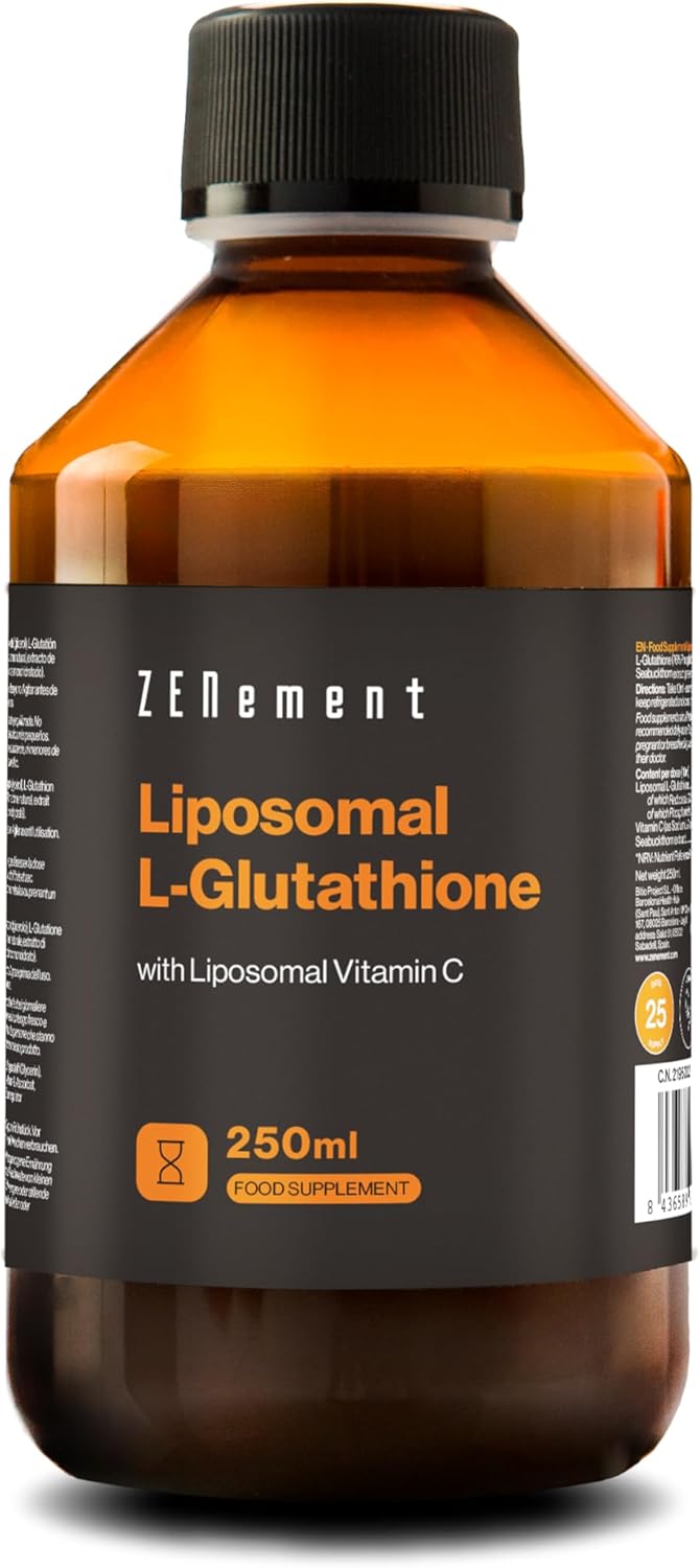 Liposomal Glutathione - Highly Purified and Highly Bioavailable | with Liposomal Vitamin C | Powerful Antioxidant for Optimal Cell Protection | Non-GMO | 250ml | Zenement