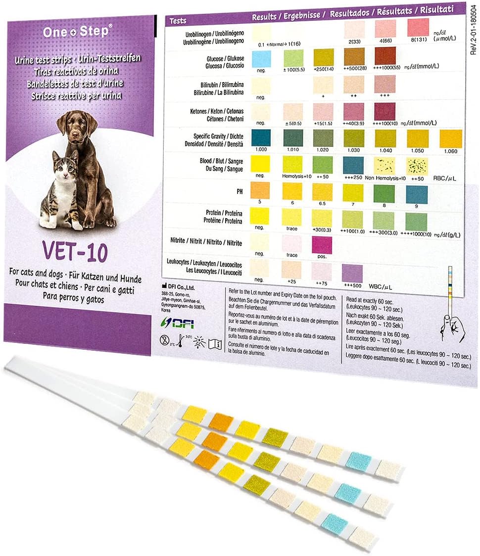 One Step 5 x Vet Pet Urine Test Strips - Veterinary Animal - Cats - Dogs