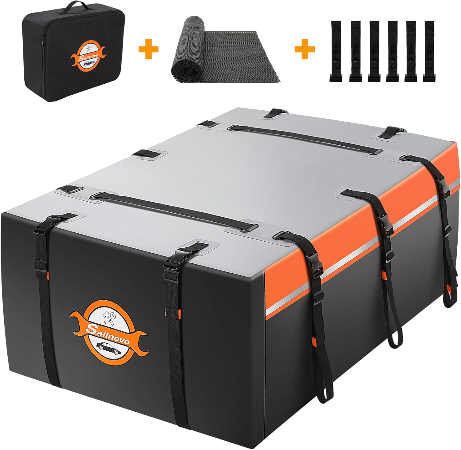 Car Roof Bag, Folding Roof Top Box Storage Bag Waterproof Roofing Rack Bag for Travel and Luggage Transport, Cars, Vans, SUVs, PVC (580L/1000D)