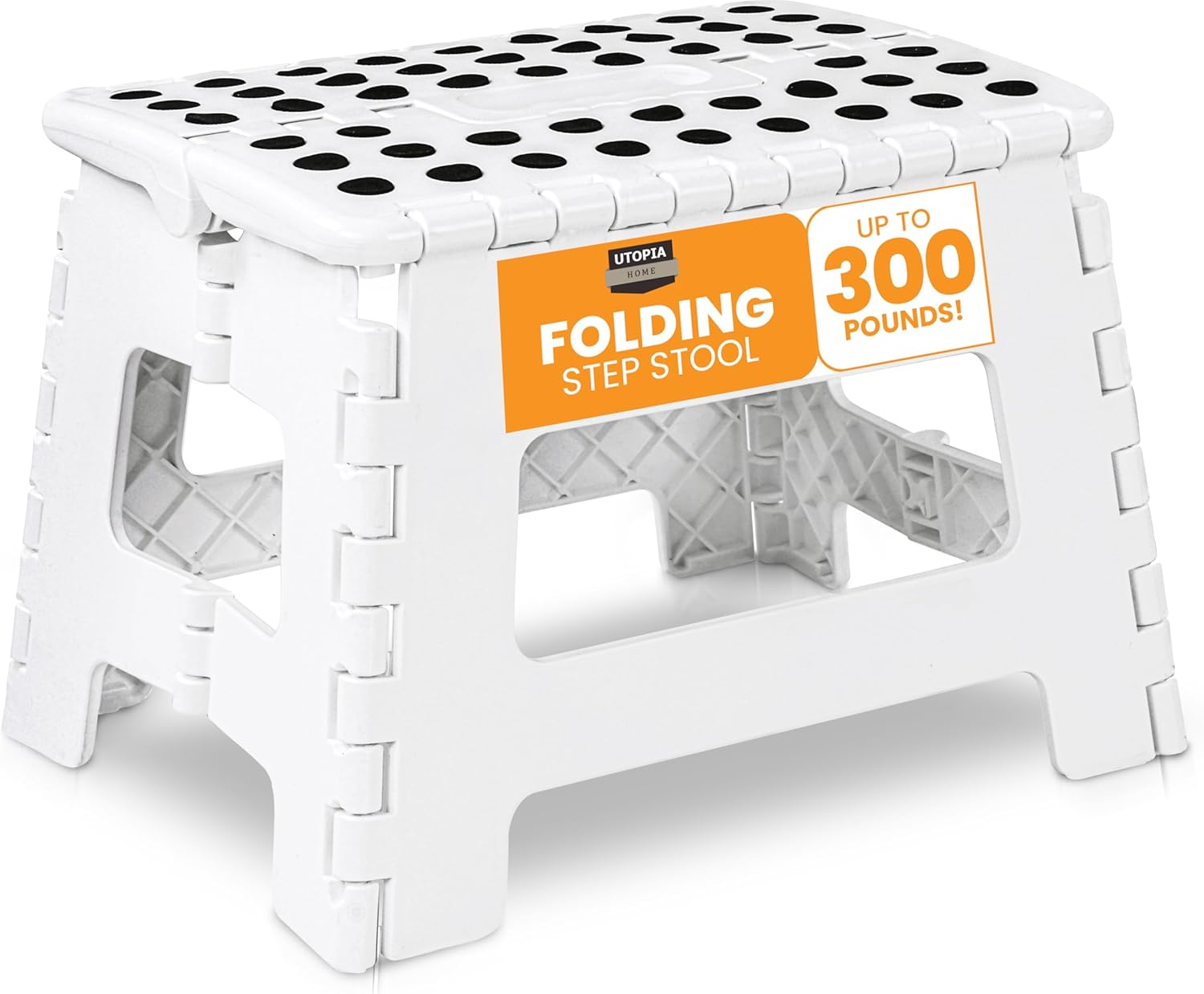 Utopia Home Folding Step Stool with 9 Inch Height (Pack of 1) - Holds Up to 300 lbs - Lightweight Plastic Foldable Step Stool for Kitchen, Bathroom & Living Room (White)