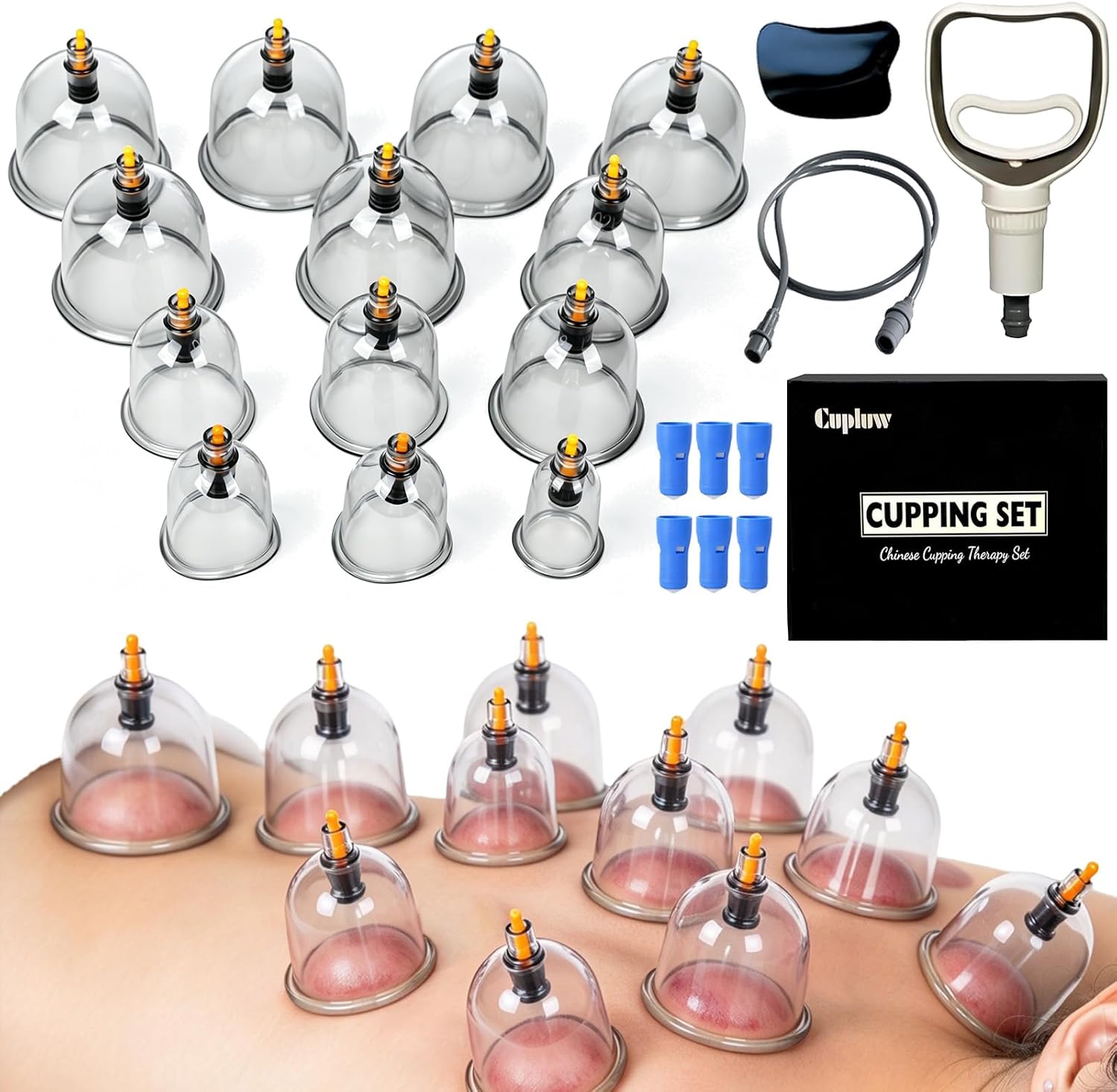 13 Cups Cupping Set, Chinese Cupping Kit with Pump, Cupping Therapy Set for Back Massage, Suction Hijama Cupping Set Home Use, Gifts for Women, Men