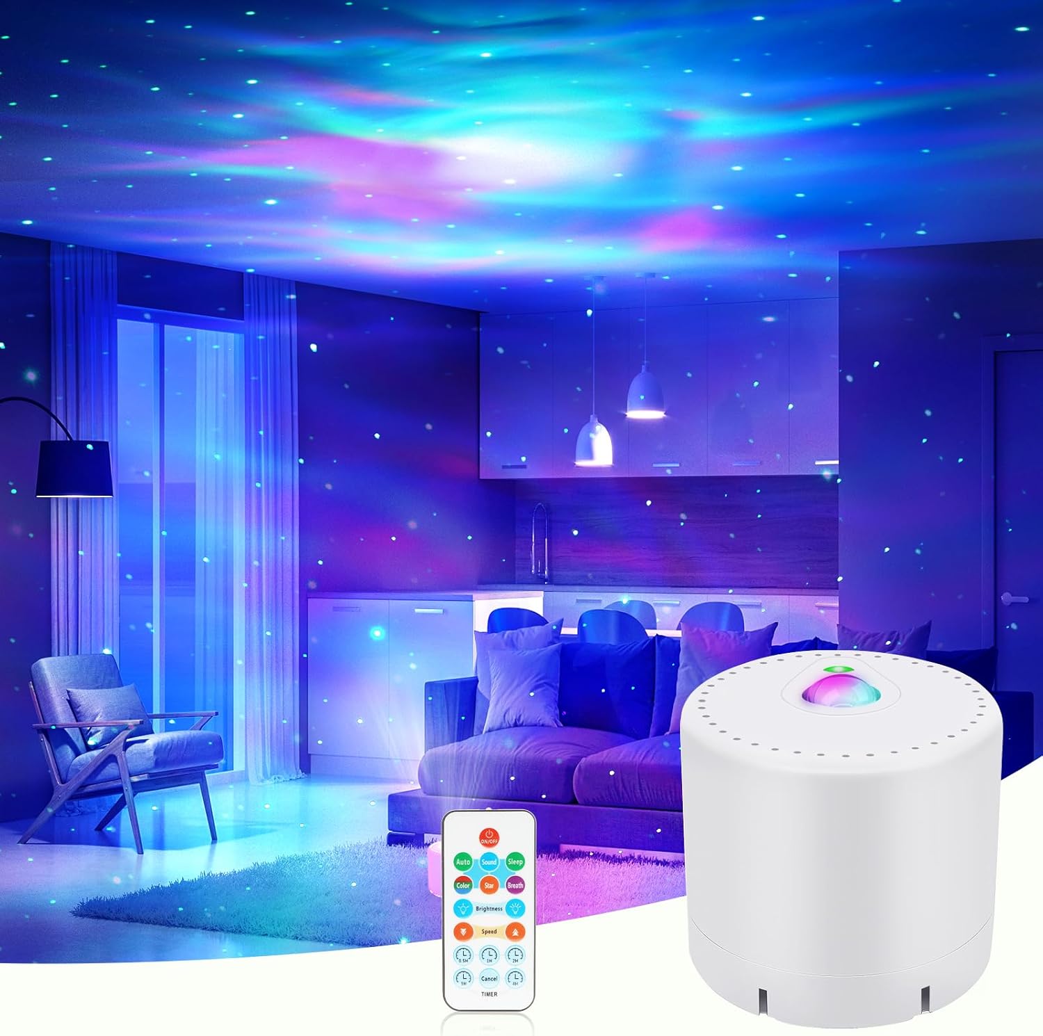 MHAZDZE LED Star & Galaxy Projector with Remote Control, Adjustable Speed & Brightness Night Light, Aurora Lights for Adult Party Decoration